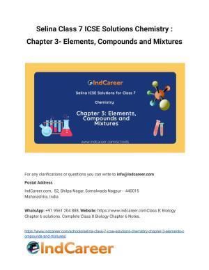 Selina Class 7 ICSE Solutions Chemistry : Chapter 3- Elements, Compounds and Mixtures