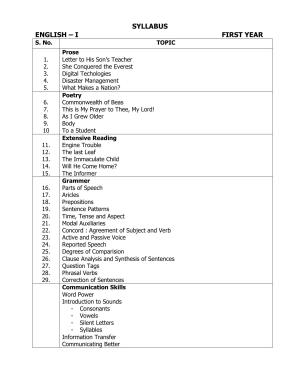 AP Board (APBIE) Class 11 All Languages (Intermediate I Year) Syllabus