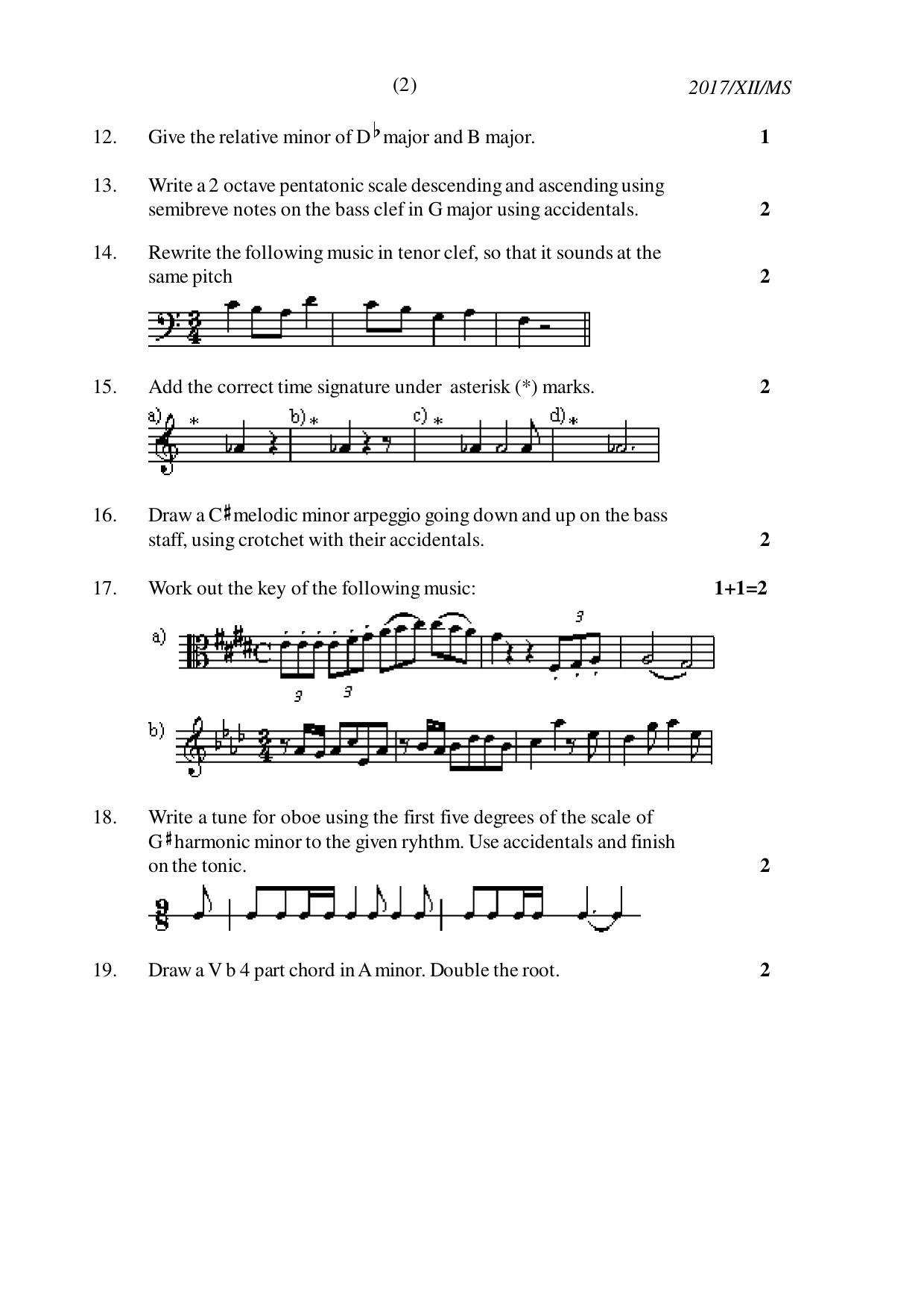 Nagaland Board Class 12 MUSIC 2017 Question Papers - Page 2