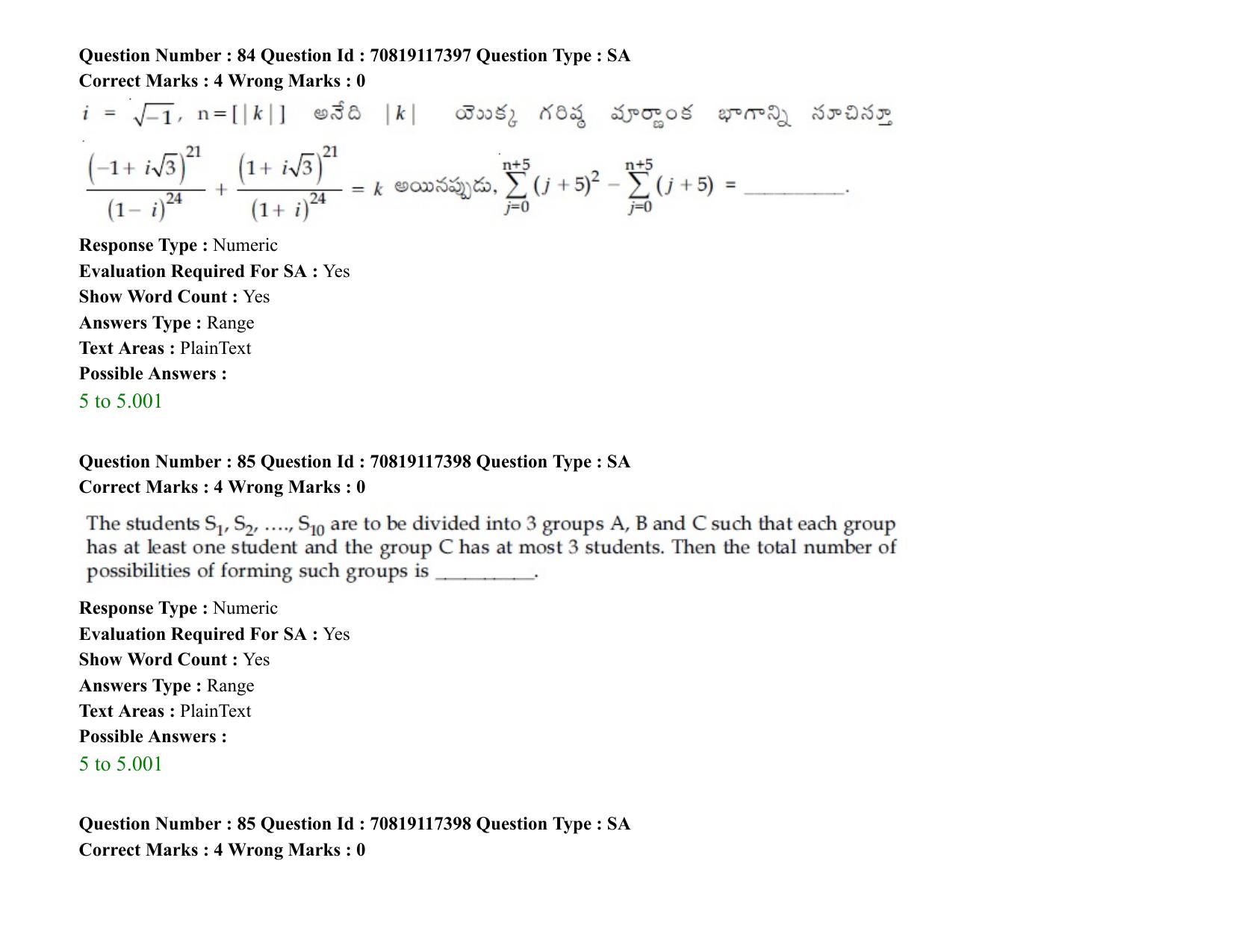 JEE Mains 2021: BTech ETE (Shift 2) 24-02-2021 Question Paper - Page 105