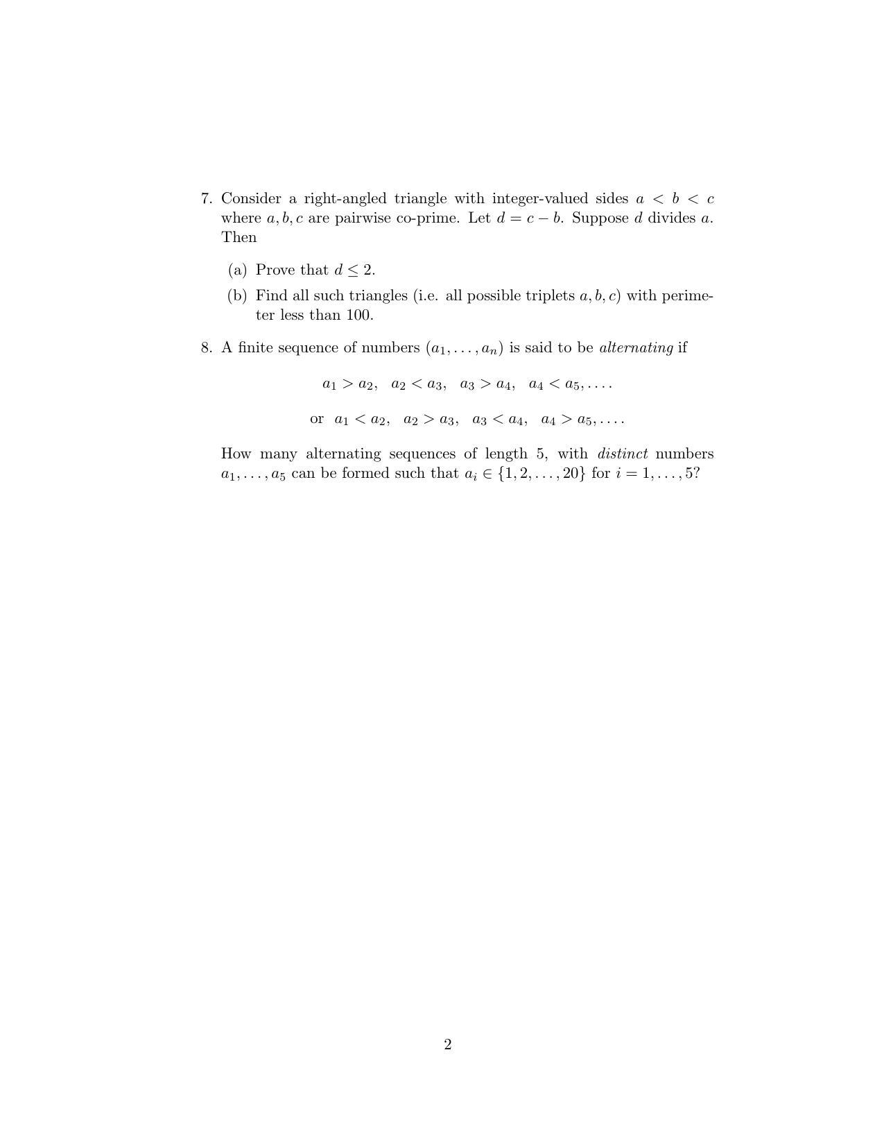 ISI Admission Test B.Stat UGB 2020 Sample Paper - Page 2
