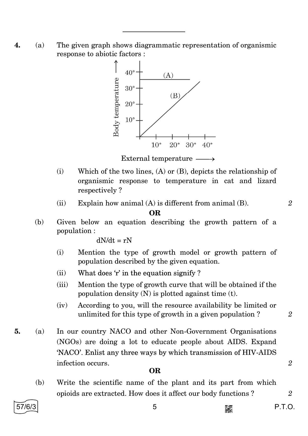 CBSE Class 12 57-6-3 BIOLOGY 2022 Compartment Question Paper - Page 5
