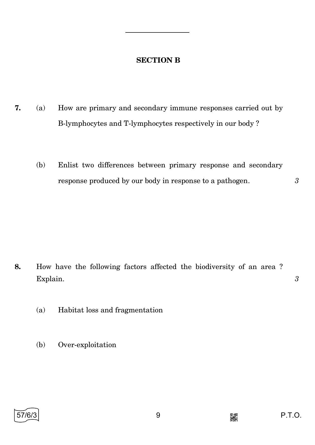 CBSE Class 12 57-6-3 BIOLOGY 2022 Compartment Question Paper - Page 9