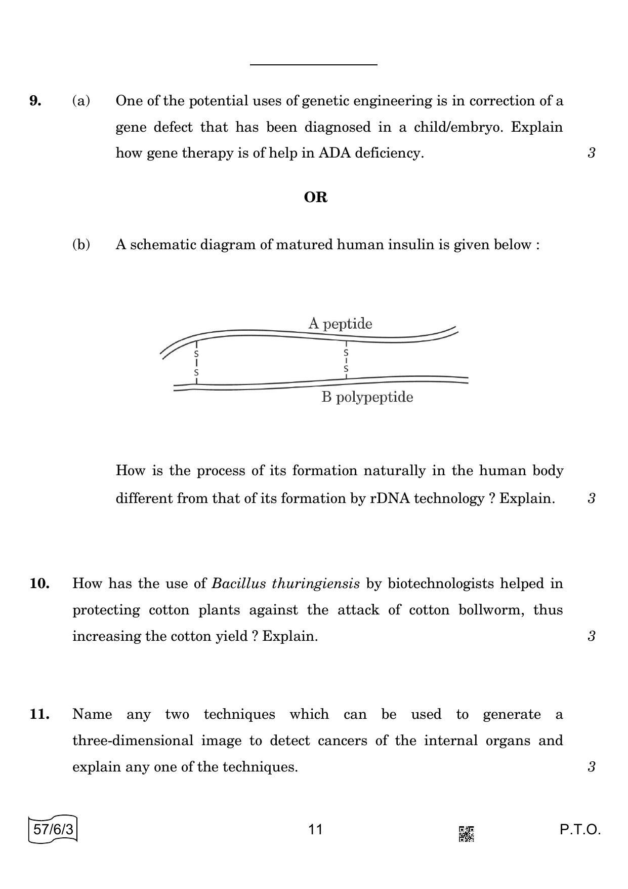 CBSE Class 12 57-6-3 BIOLOGY 2022 Compartment Question Paper - Page 11