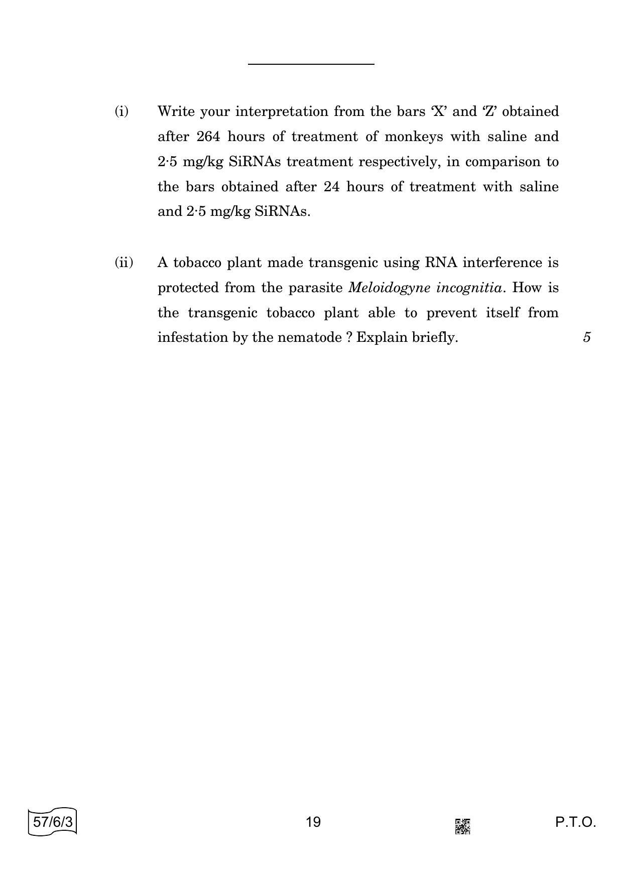 CBSE Class 12 57-6-3 BIOLOGY 2022 Compartment Question Paper - Page 19