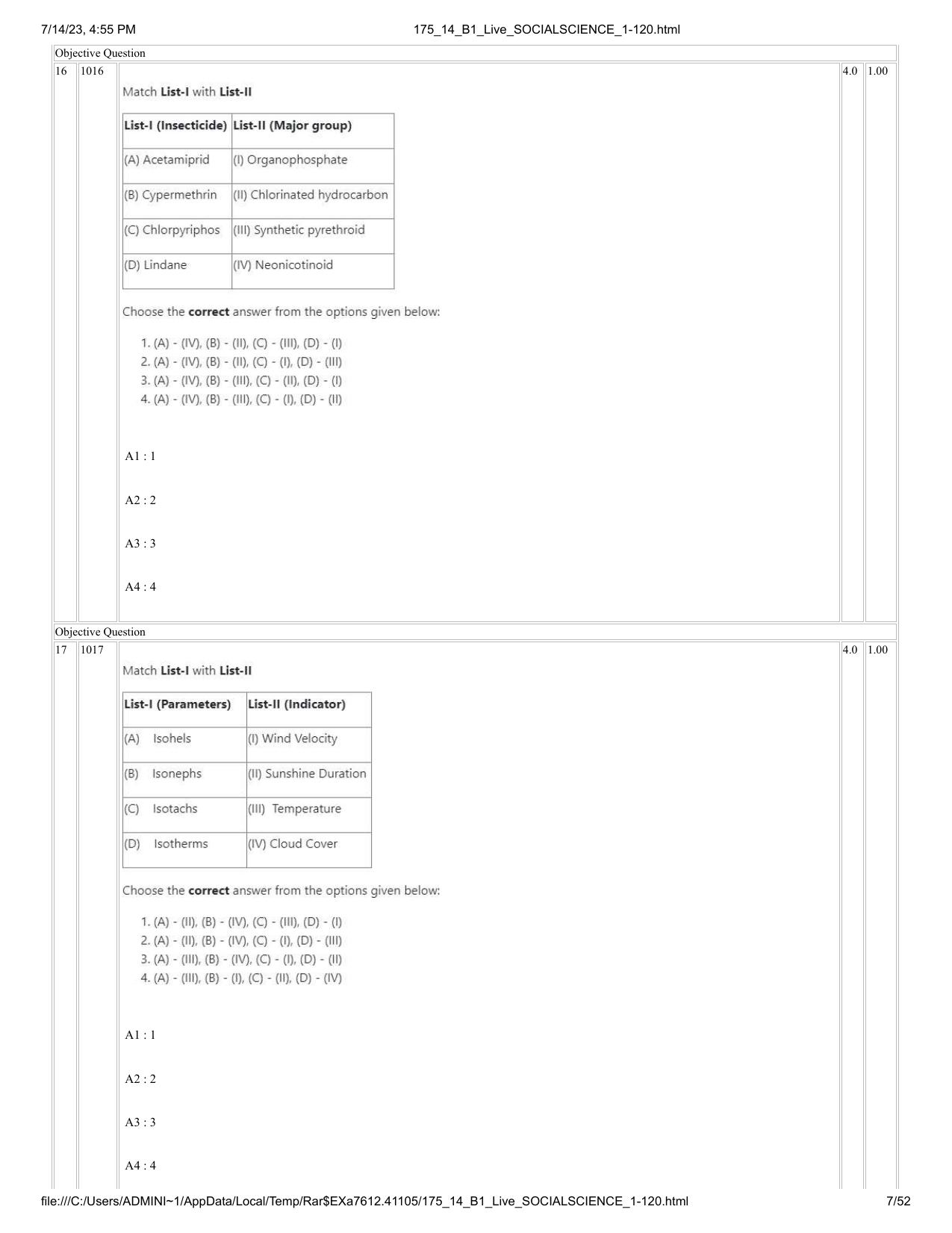 ICAR AIEEA PG 2023 SOCIAL SCIENCES Question Paper- 14 July 2023 - Page 7