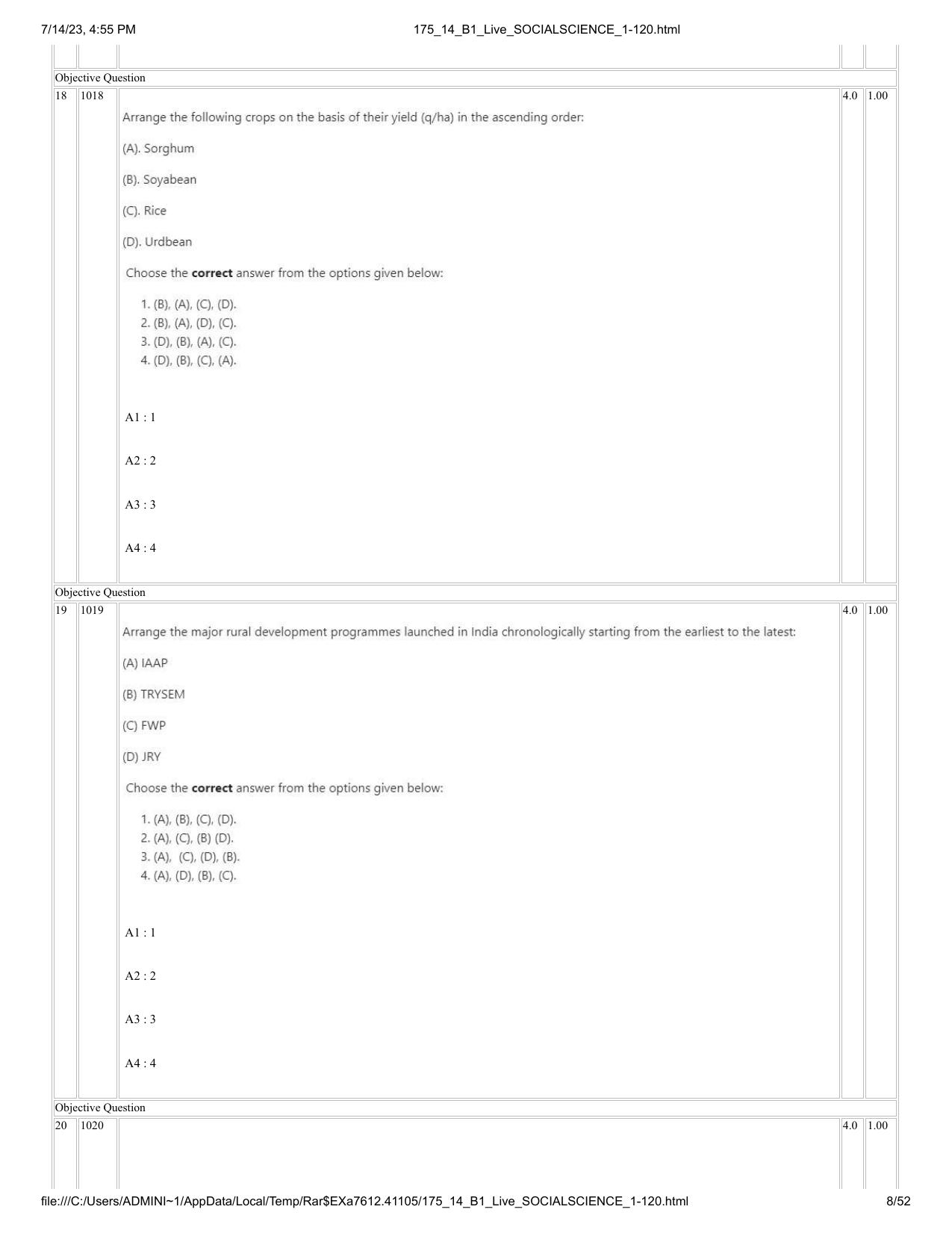 ICAR AIEEA PG 2023 SOCIAL SCIENCES Question Paper- 14 July 2023 - Page 8