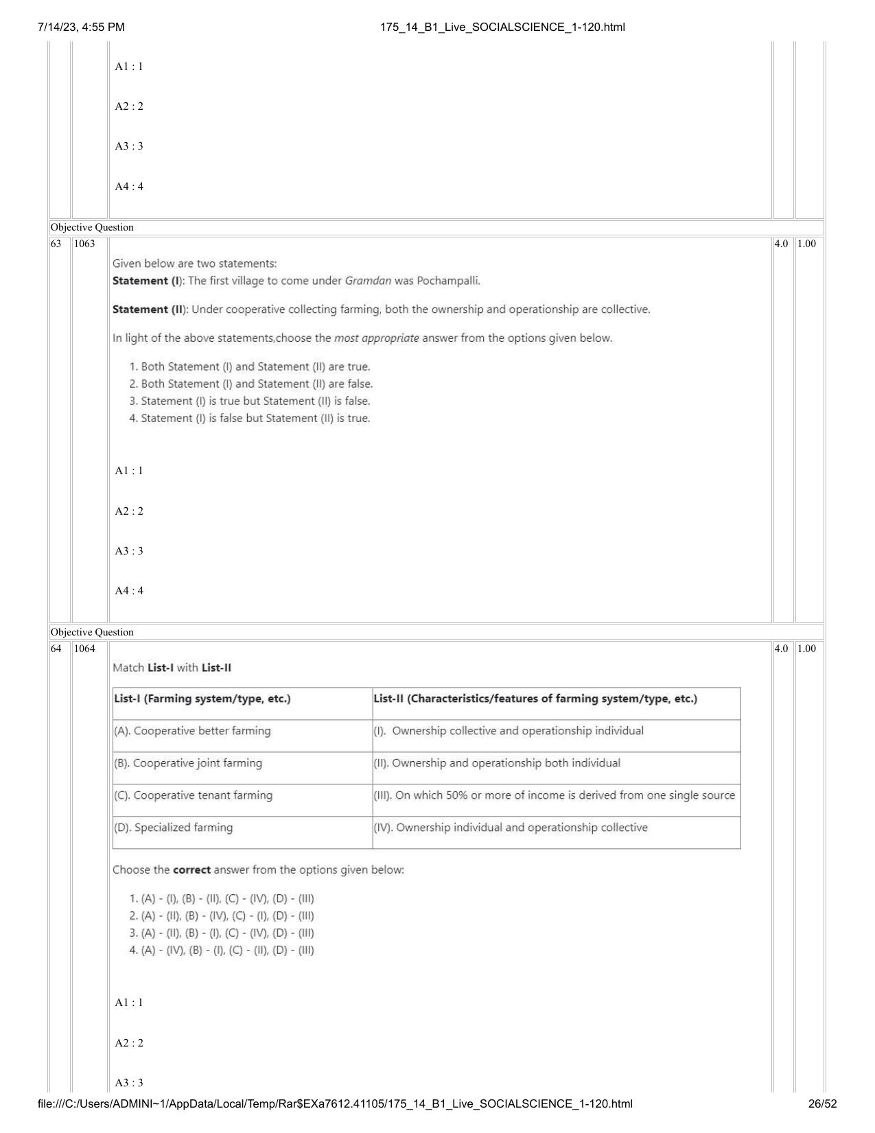 ICAR AIEEA PG 2023 SOCIAL SCIENCES Question Paper- 14 July 2023 - Page 26