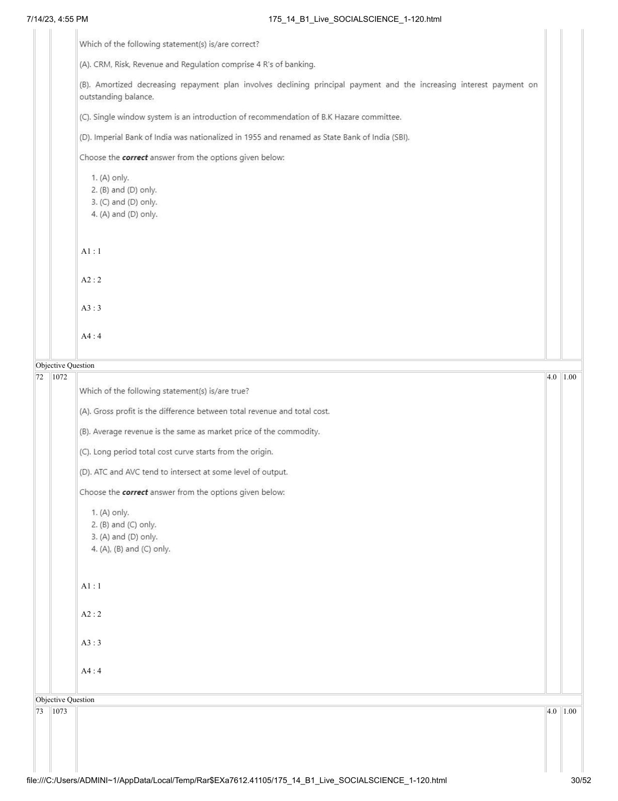 ICAR AIEEA PG 2023 SOCIAL SCIENCES Question Paper- 14 July 2023 - Page 30