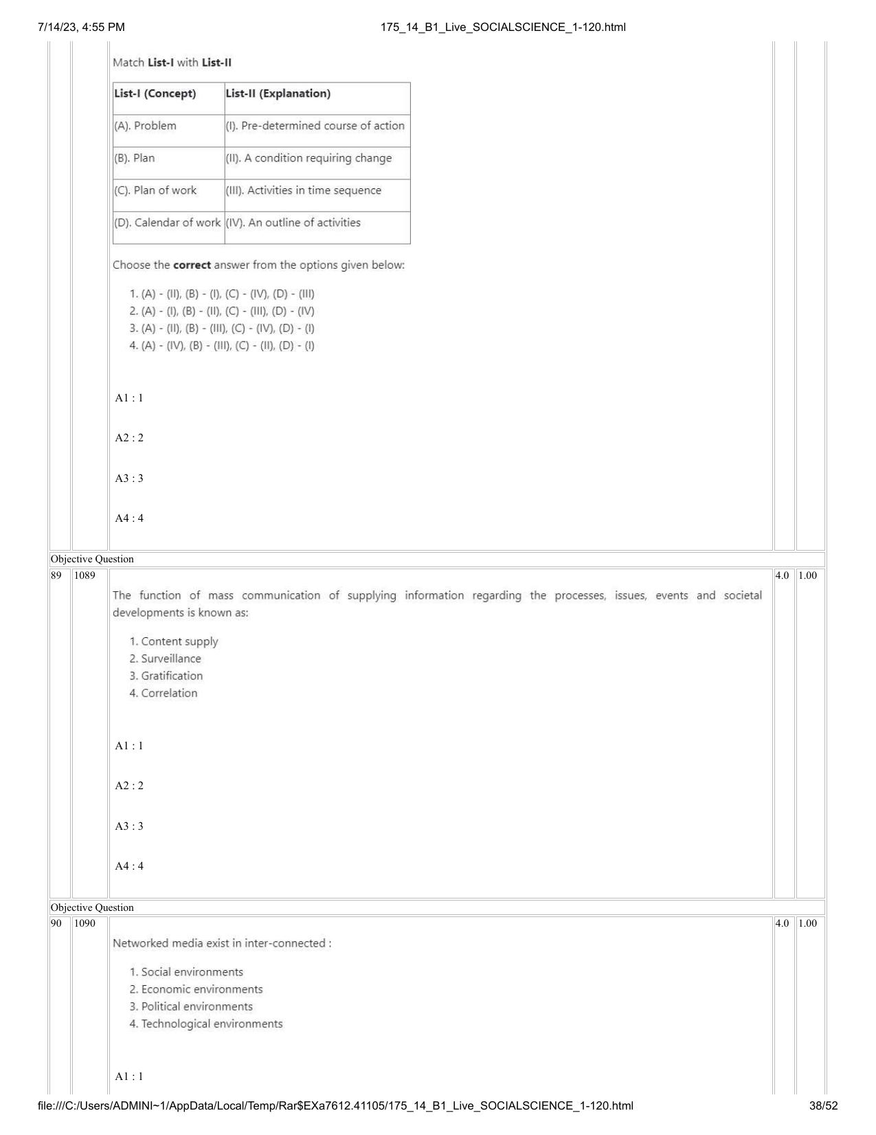 ICAR AIEEA PG 2023 SOCIAL SCIENCES Question Paper- 14 July 2023 - Page 38