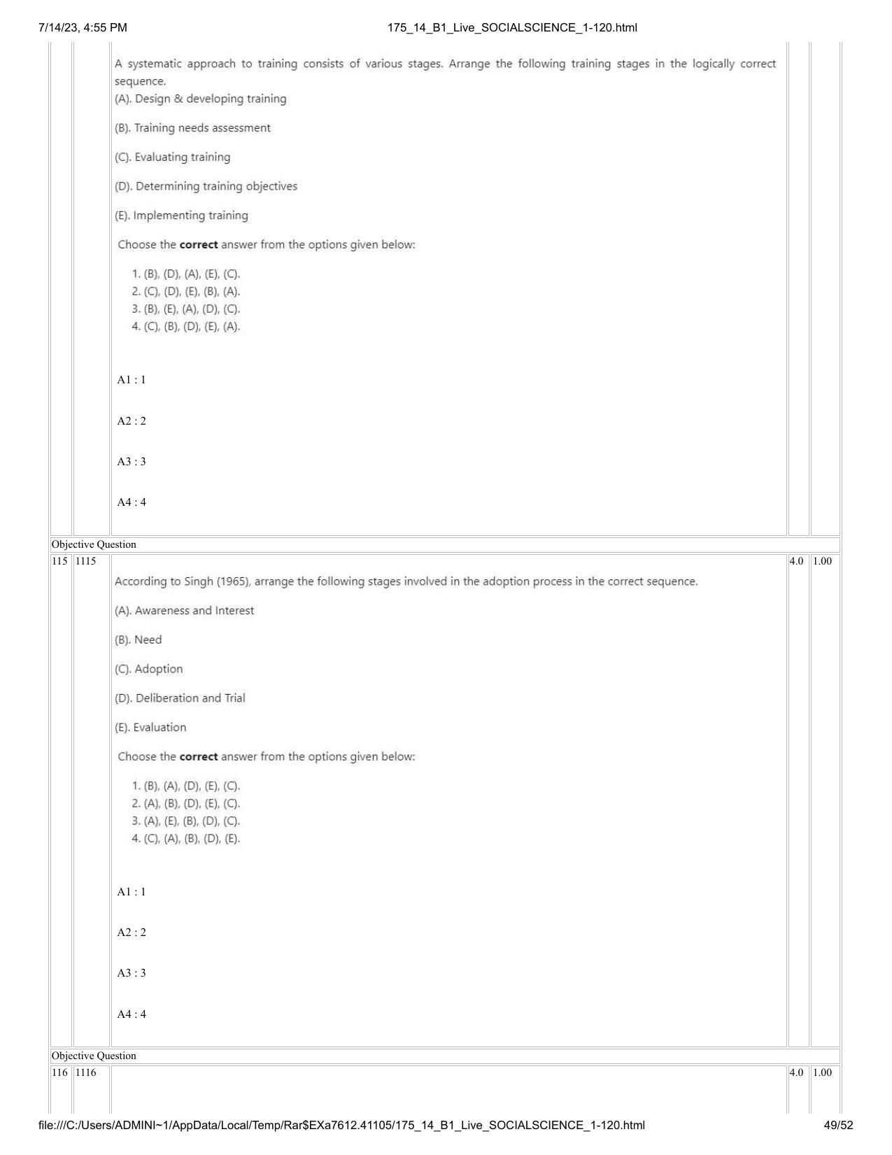 ICAR AIEEA PG 2023 SOCIAL SCIENCES Question Paper- 14 July 2023 - Page 49