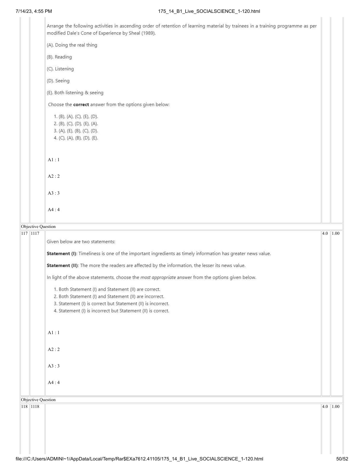 ICAR AIEEA PG 2023 SOCIAL SCIENCES Question Paper- 14 July 2023 - Page 50