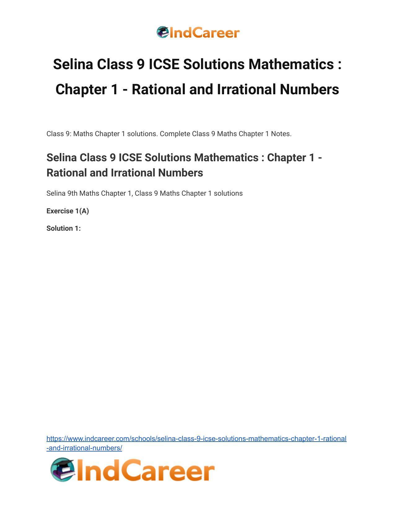 Selina Class 9 ICSE Solutions Mathematics : Chapter 1 - Rational and Irrational Numbers - Page 2