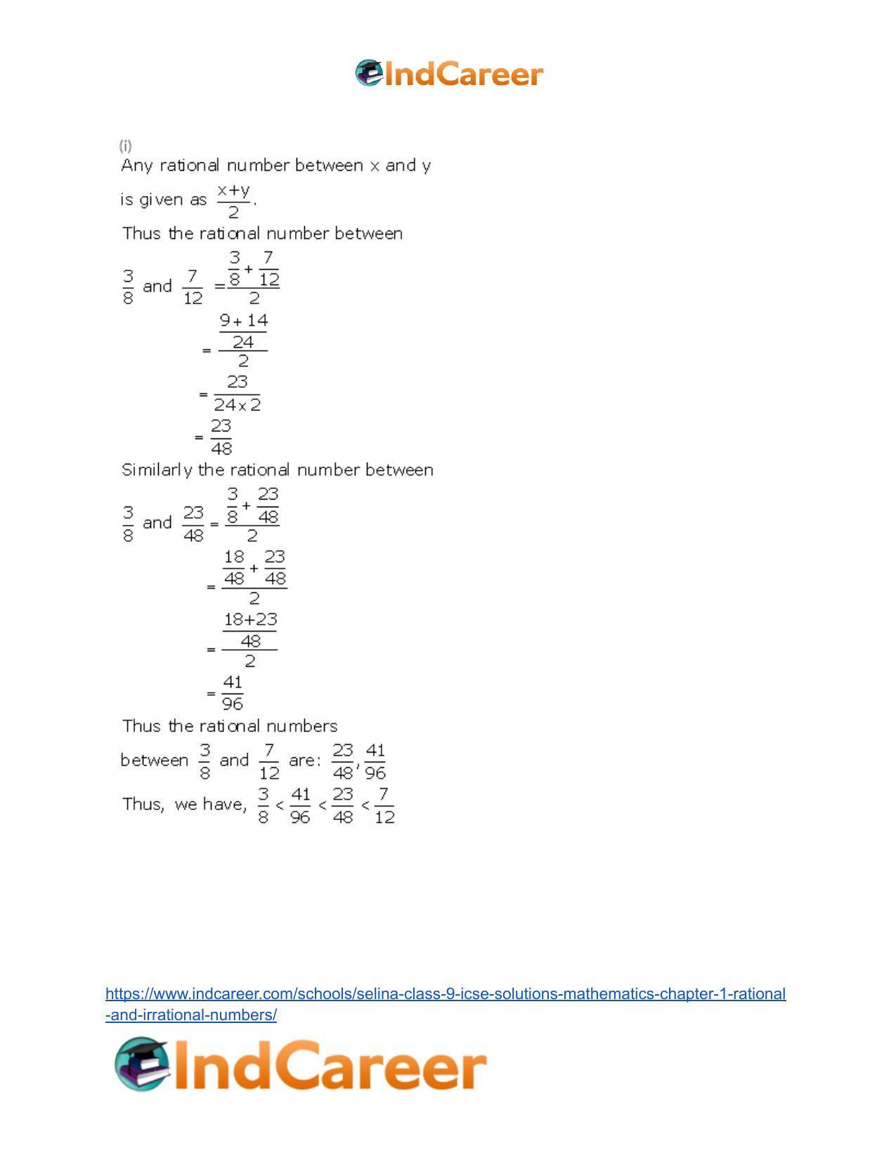 Selina Class 9 ICSE Solutions Mathematics : Chapter 1 - Rational and Irrational Numbers - Page 3