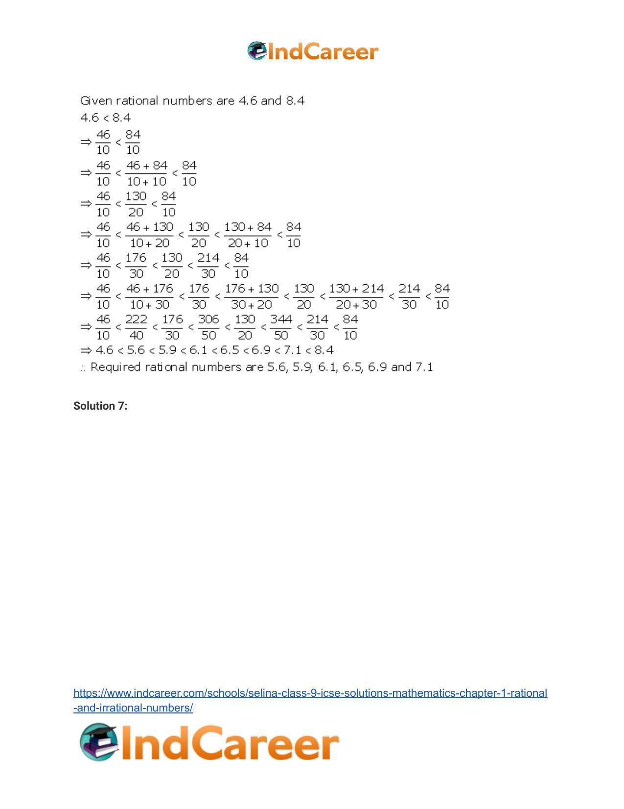 Selina Class 9 ICSE Solutions Mathematics : Chapter 1 - Rational and Irrational Numbers - Page 9