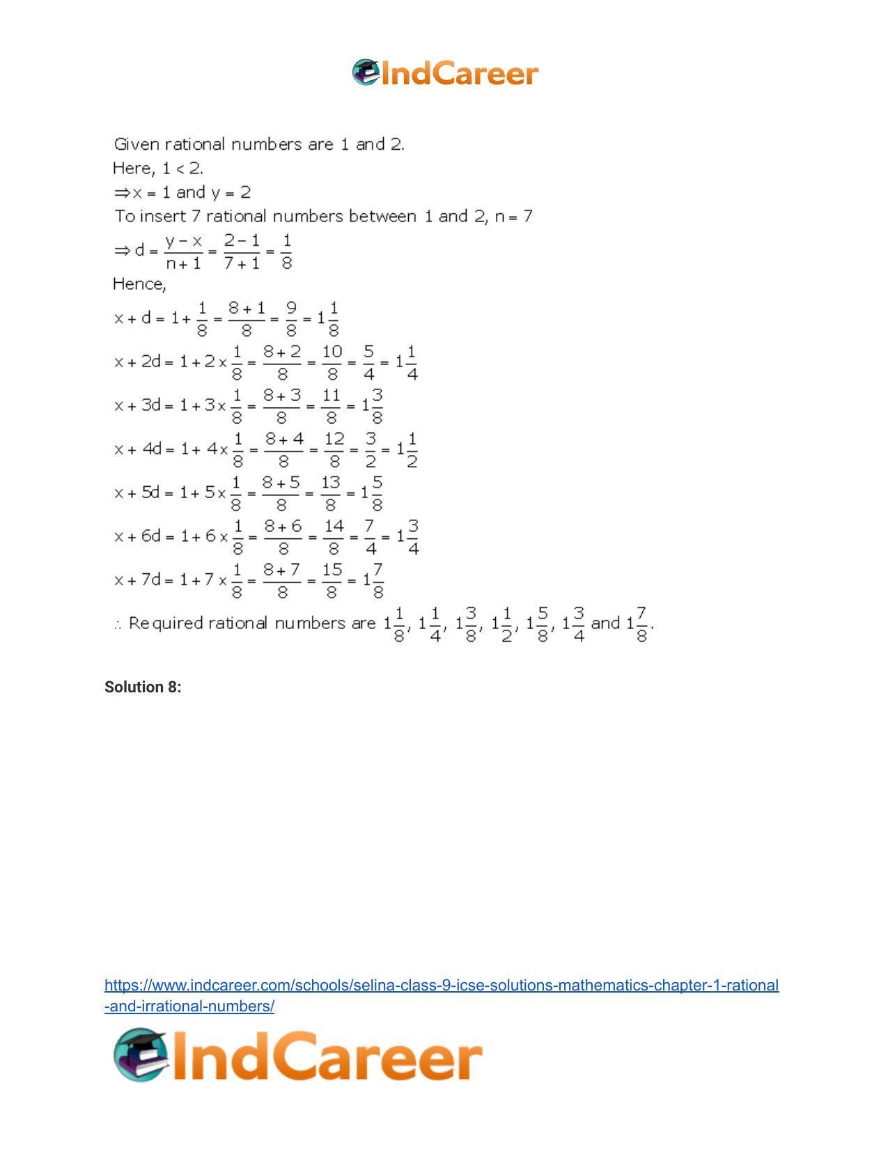 Selina Class 9 ICSE Solutions Mathematics : Chapter 1 - Rational and Irrational Numbers - Page 10