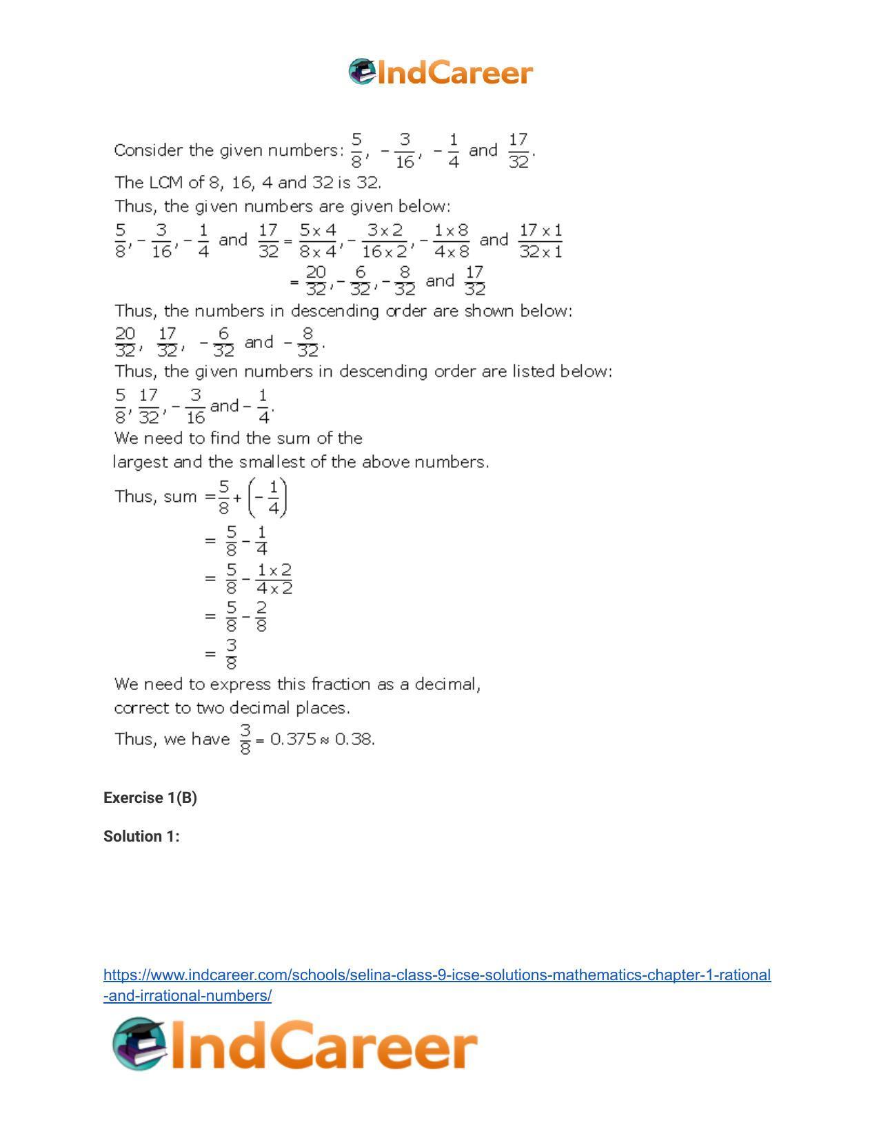 Selina Class 9 ICSE Solutions Mathematics : Chapter 1 - Rational and Irrational Numbers - Page 13