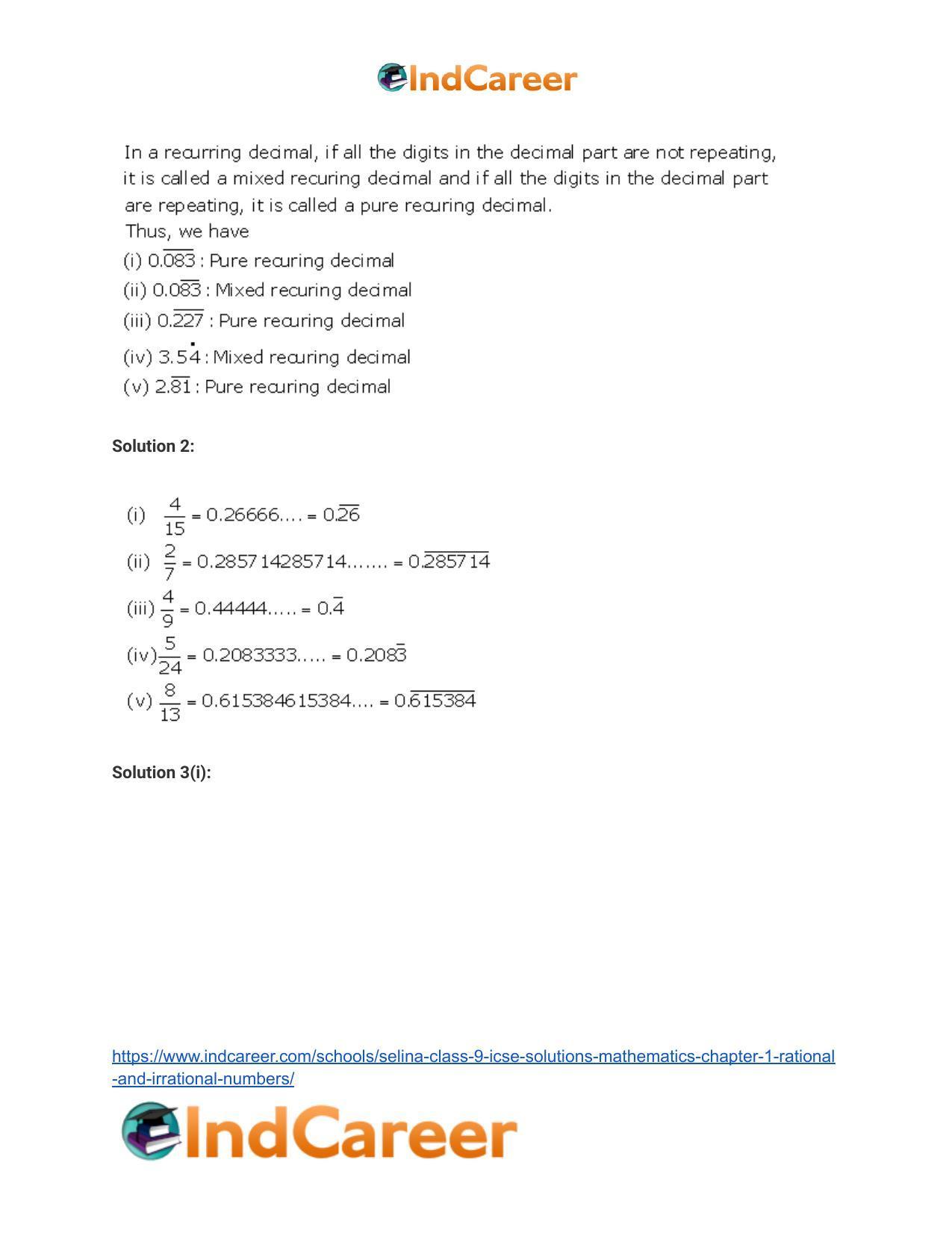 Selina Class 9 ICSE Solutions Mathematics : Chapter 1 - Rational and Irrational Numbers - Page 14