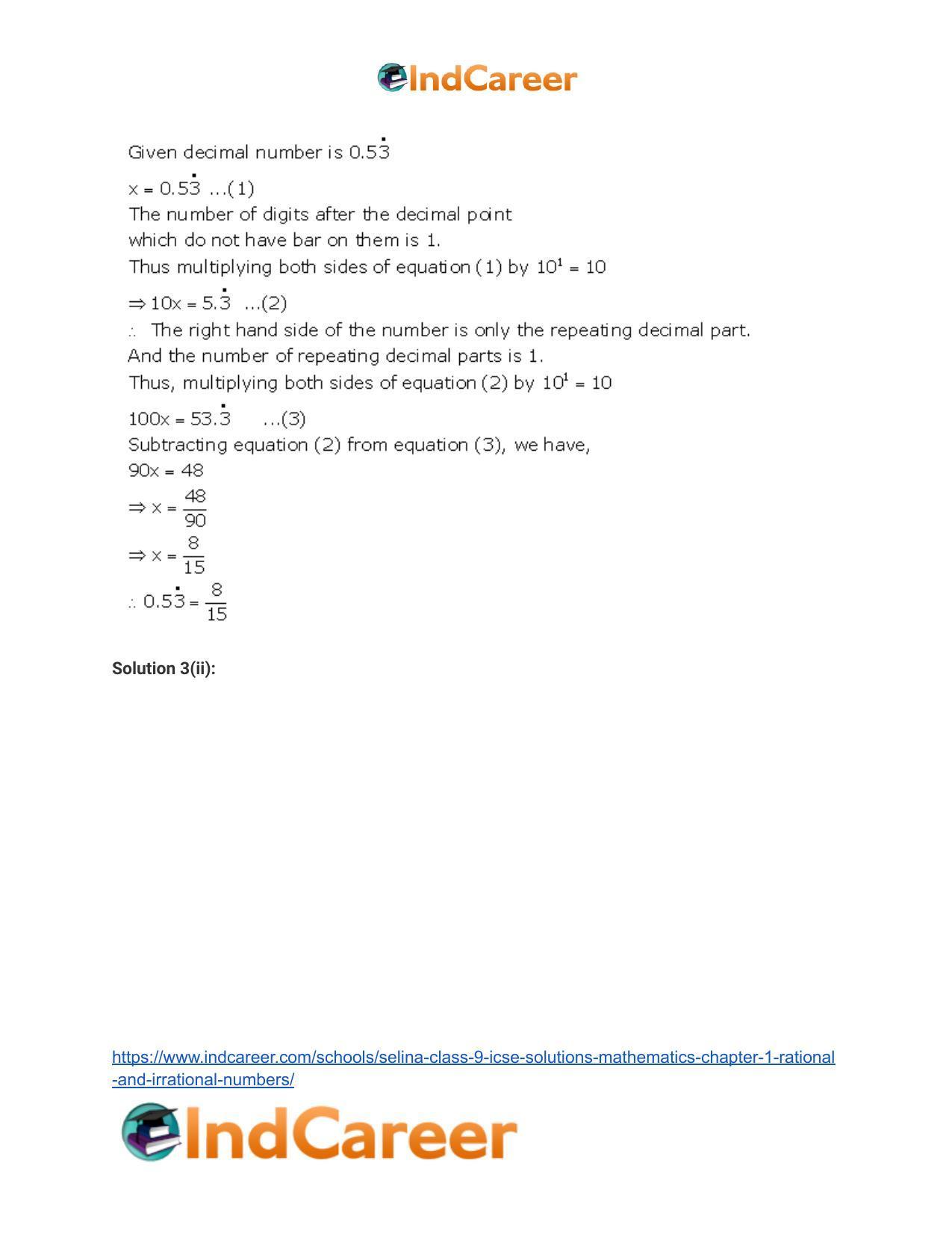 Selina Class 9 ICSE Solutions Mathematics : Chapter 1 - Rational and Irrational Numbers - Page 15