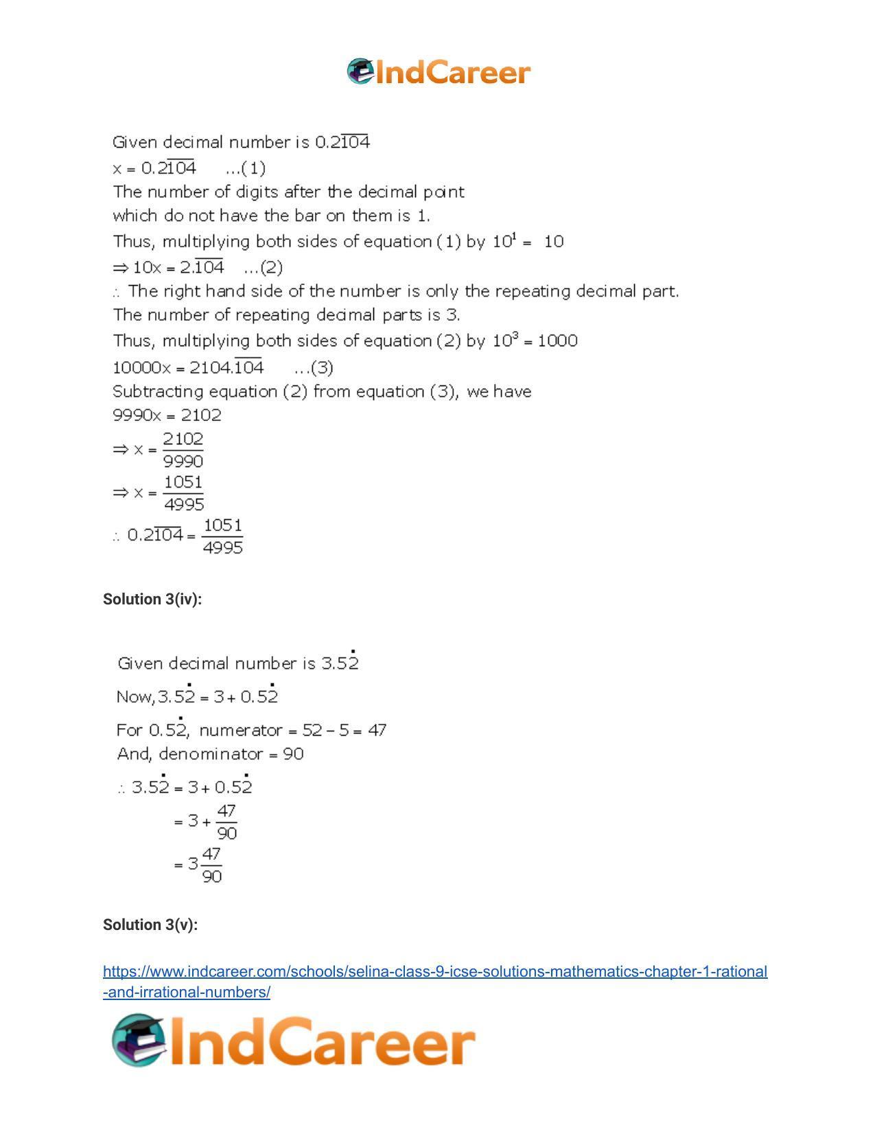 Selina Class 9 ICSE Solutions Mathematics : Chapter 1 - Rational and Irrational Numbers - Page 17