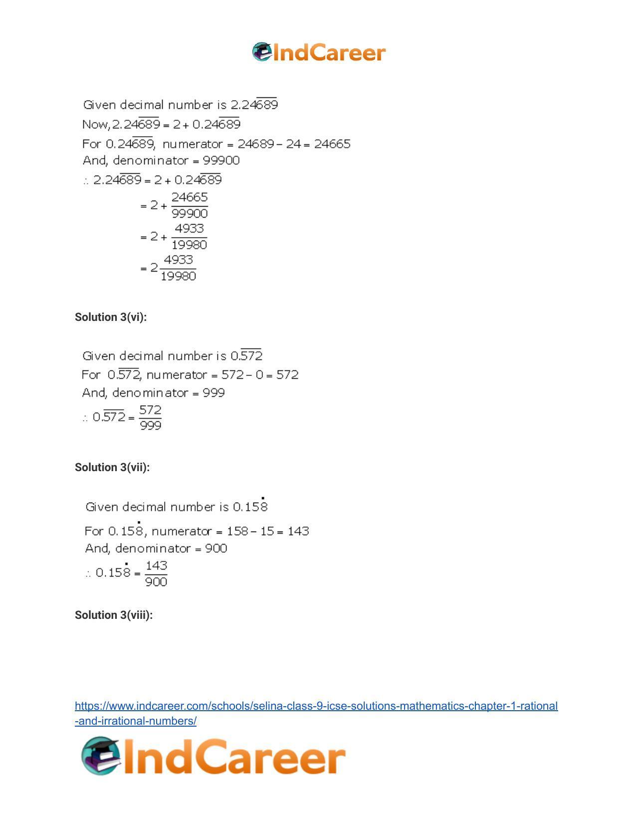 Selina Class 9 ICSE Solutions Mathematics : Chapter 1 - Rational and Irrational Numbers - Page 18
