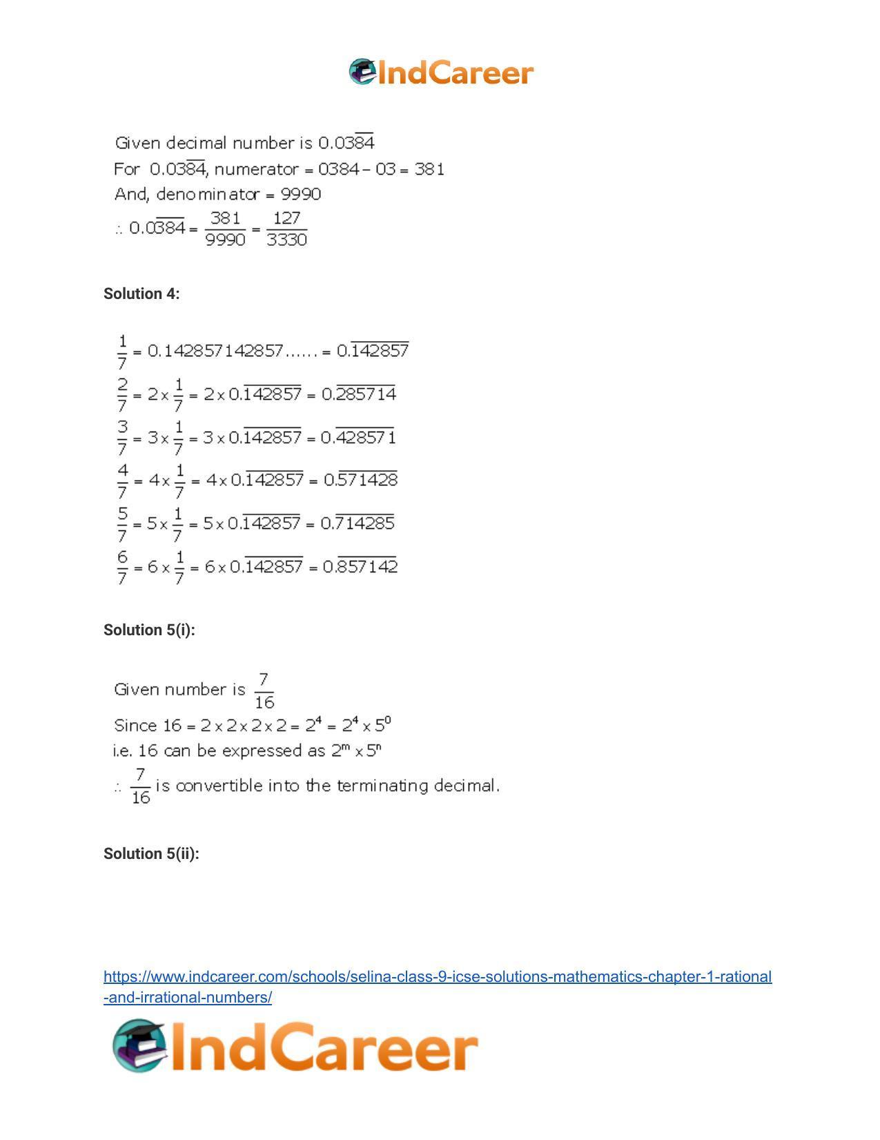 Selina Class 9 ICSE Solutions Mathematics : Chapter 1 - Rational and Irrational Numbers - Page 19