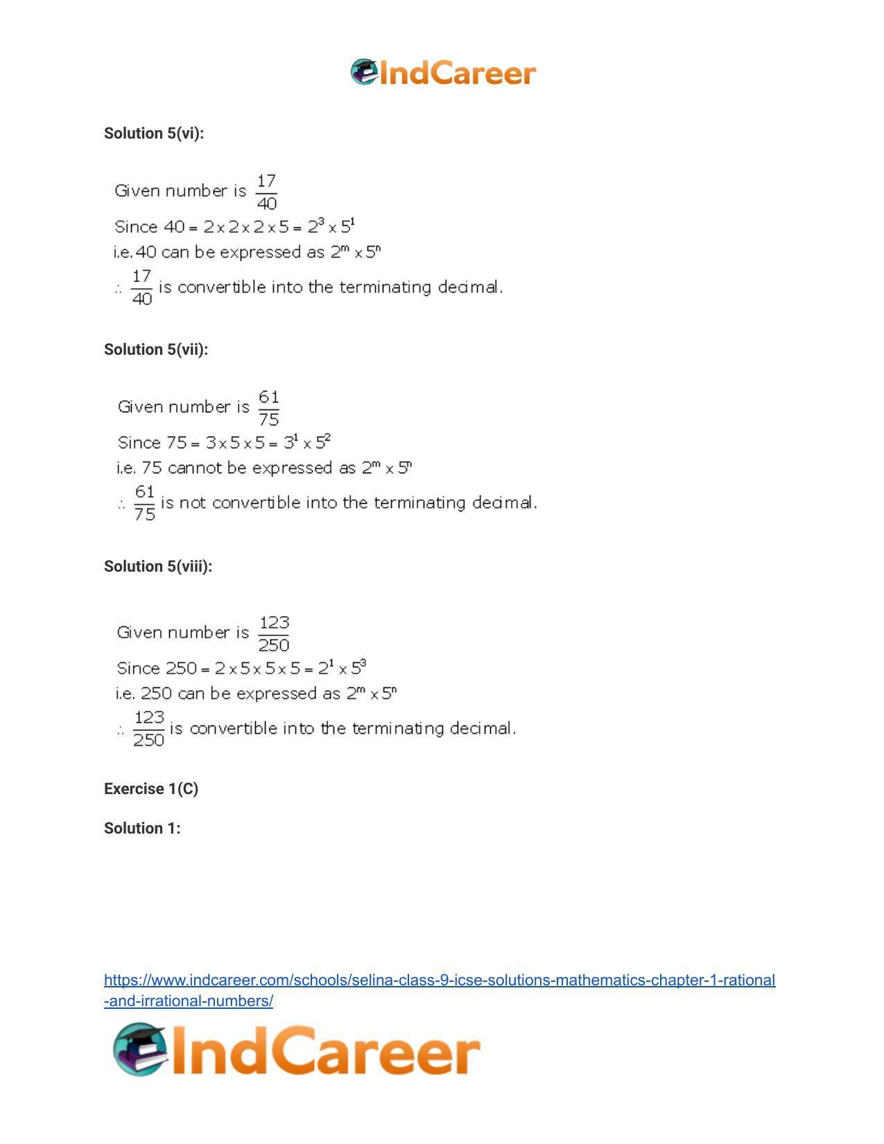 Selina Class 9 ICSE Solutions Mathematics : Chapter 1 - Rational and Irrational Numbers - Page 21