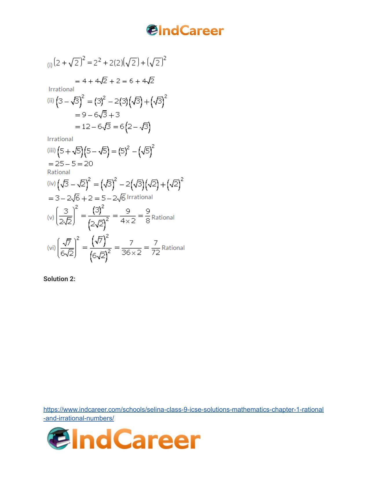 Selina Class 9 ICSE Solutions Mathematics : Chapter 1 - Rational and Irrational Numbers - Page 22