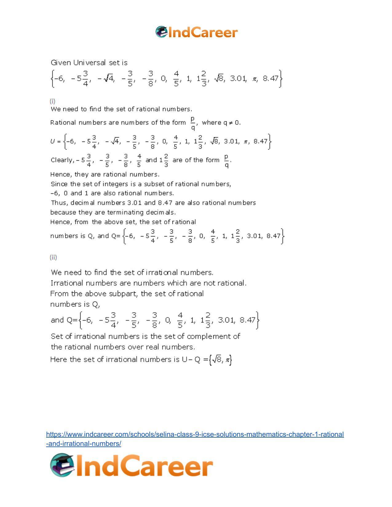 Selina Class 9 ICSE Solutions Mathematics : Chapter 1 - Rational and Irrational Numbers - Page 25