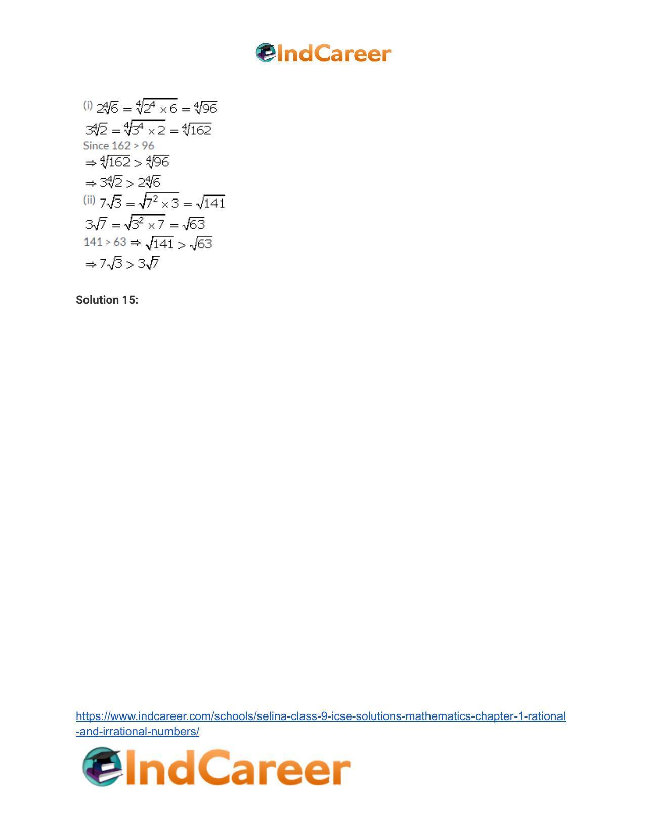 Selina Class 9 ICSE Solutions Mathematics : Chapter 1 - Rational and Irrational Numbers - Page 30