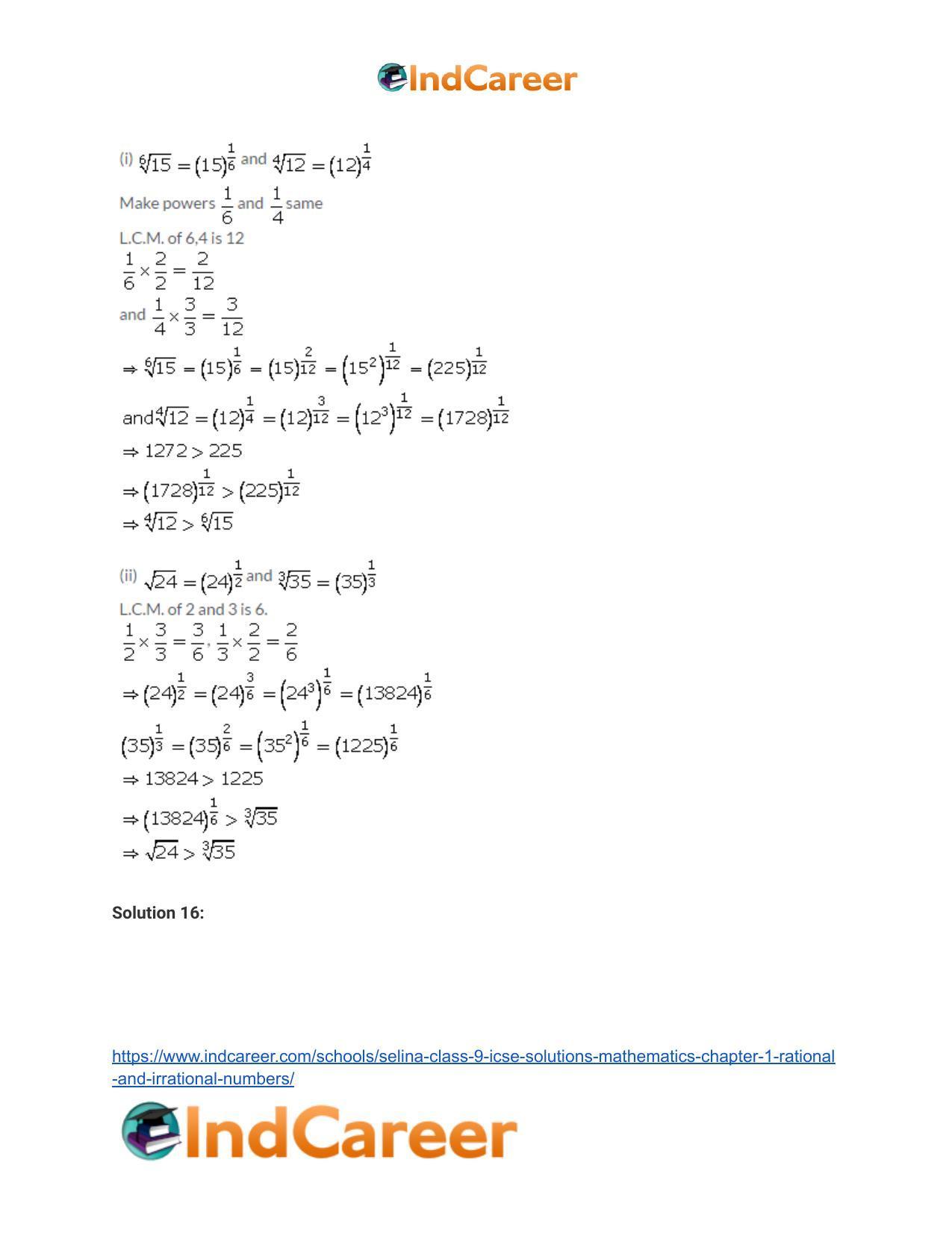 Selina Class 9 ICSE Solutions Mathematics : Chapter 1 - Rational and Irrational Numbers - Page 31