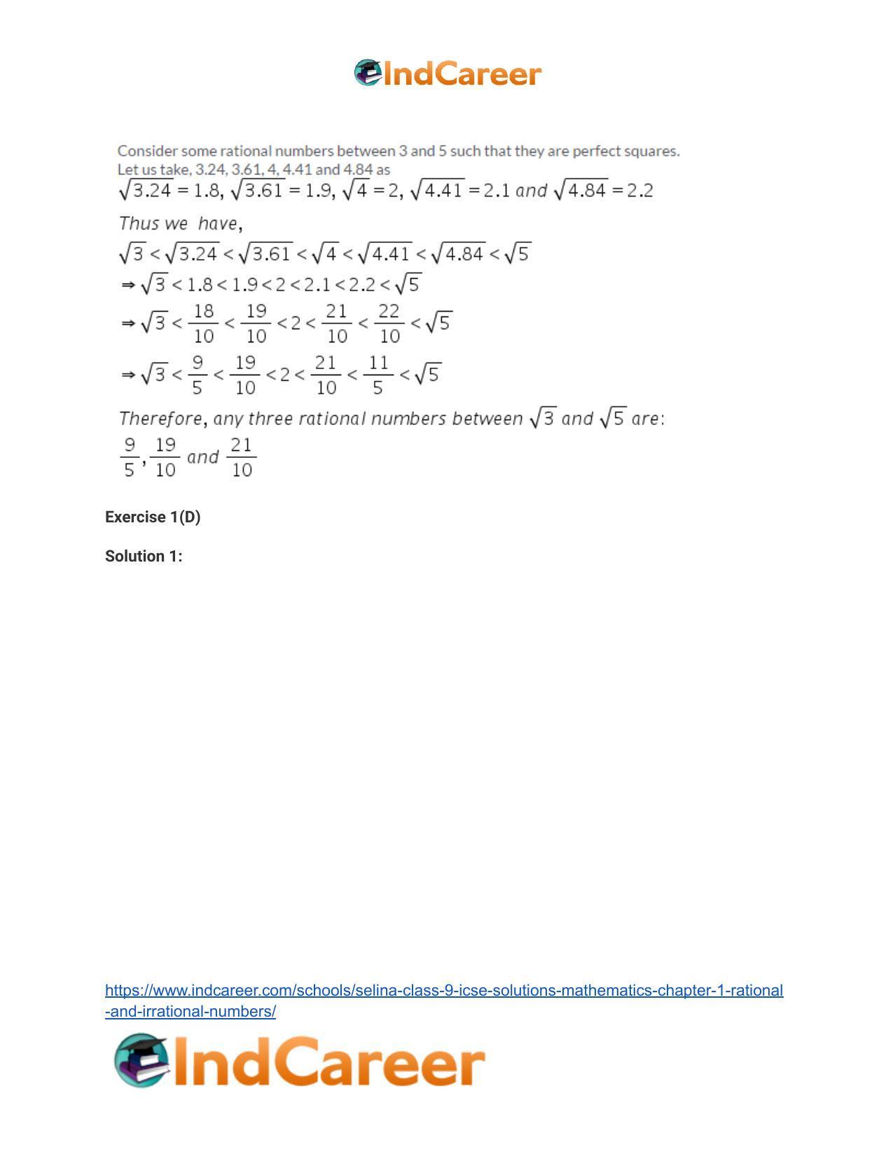 Selina Class 9 ICSE Solutions Mathematics : Chapter 1 - Rational and Irrational Numbers - Page 33