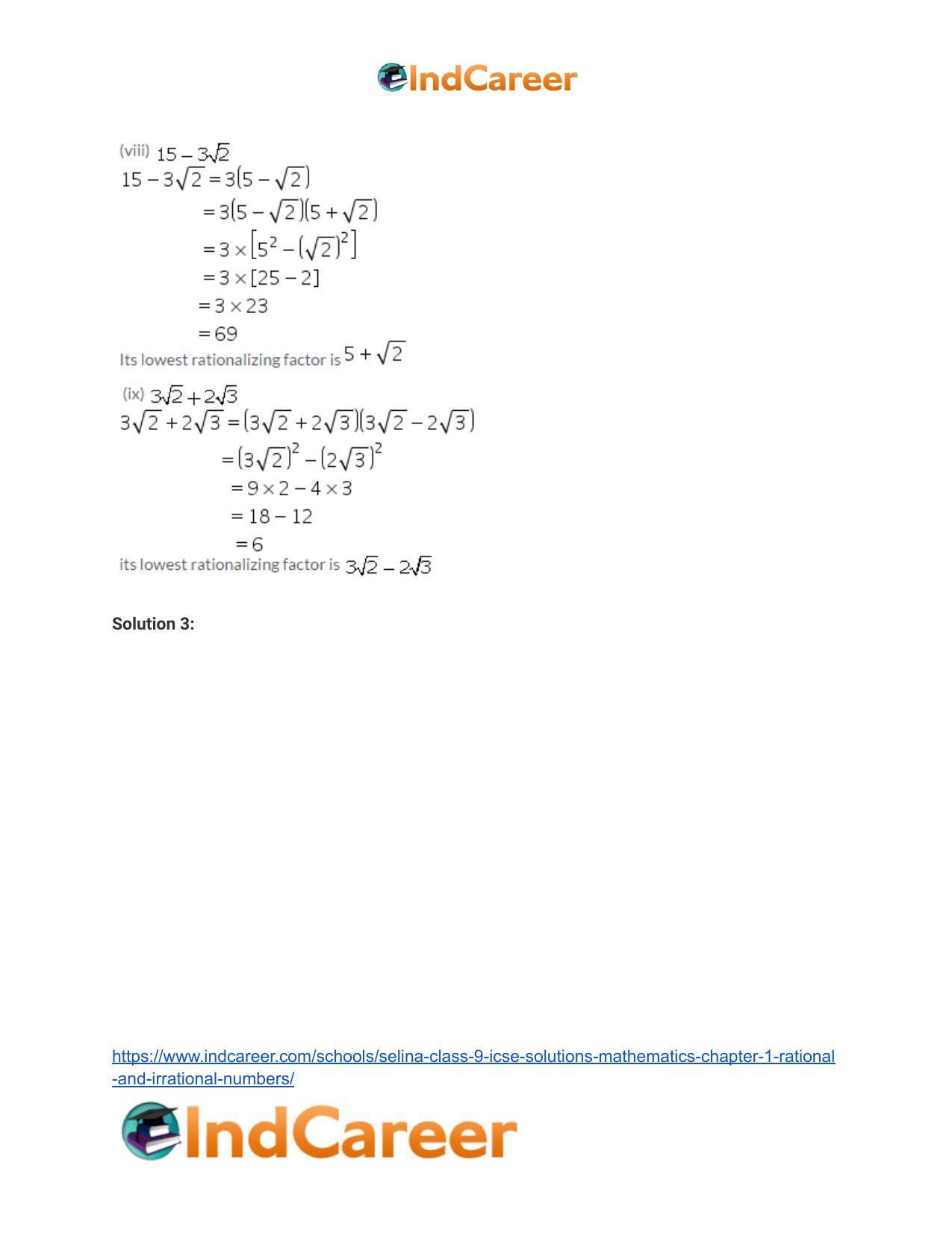 Selina Class 9 ICSE Solutions Mathematics : Chapter 1 - Rational and Irrational Numbers - Page 36