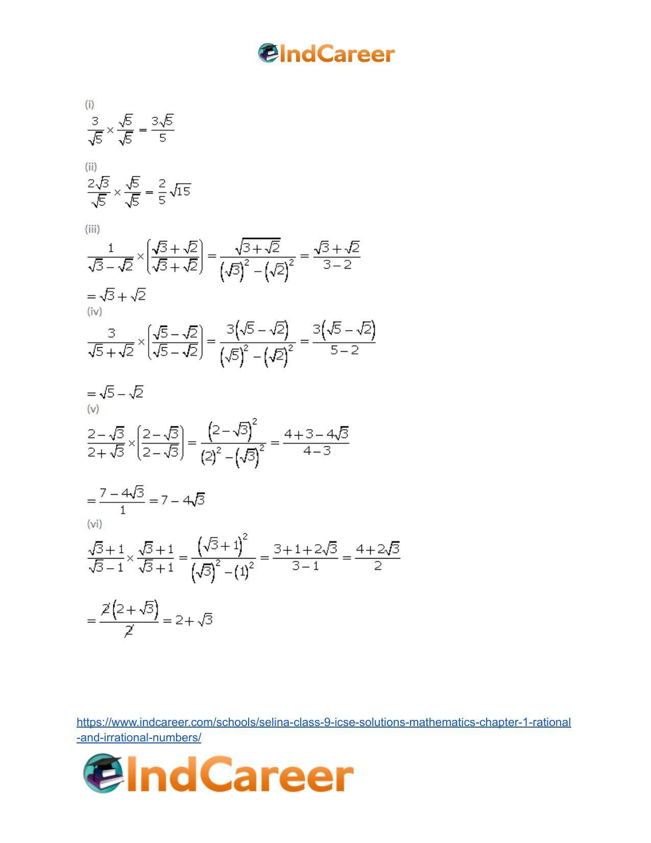 Selina Class 9 ICSE Solutions Mathematics : Chapter 1 - Rational and Irrational Numbers - Page 37