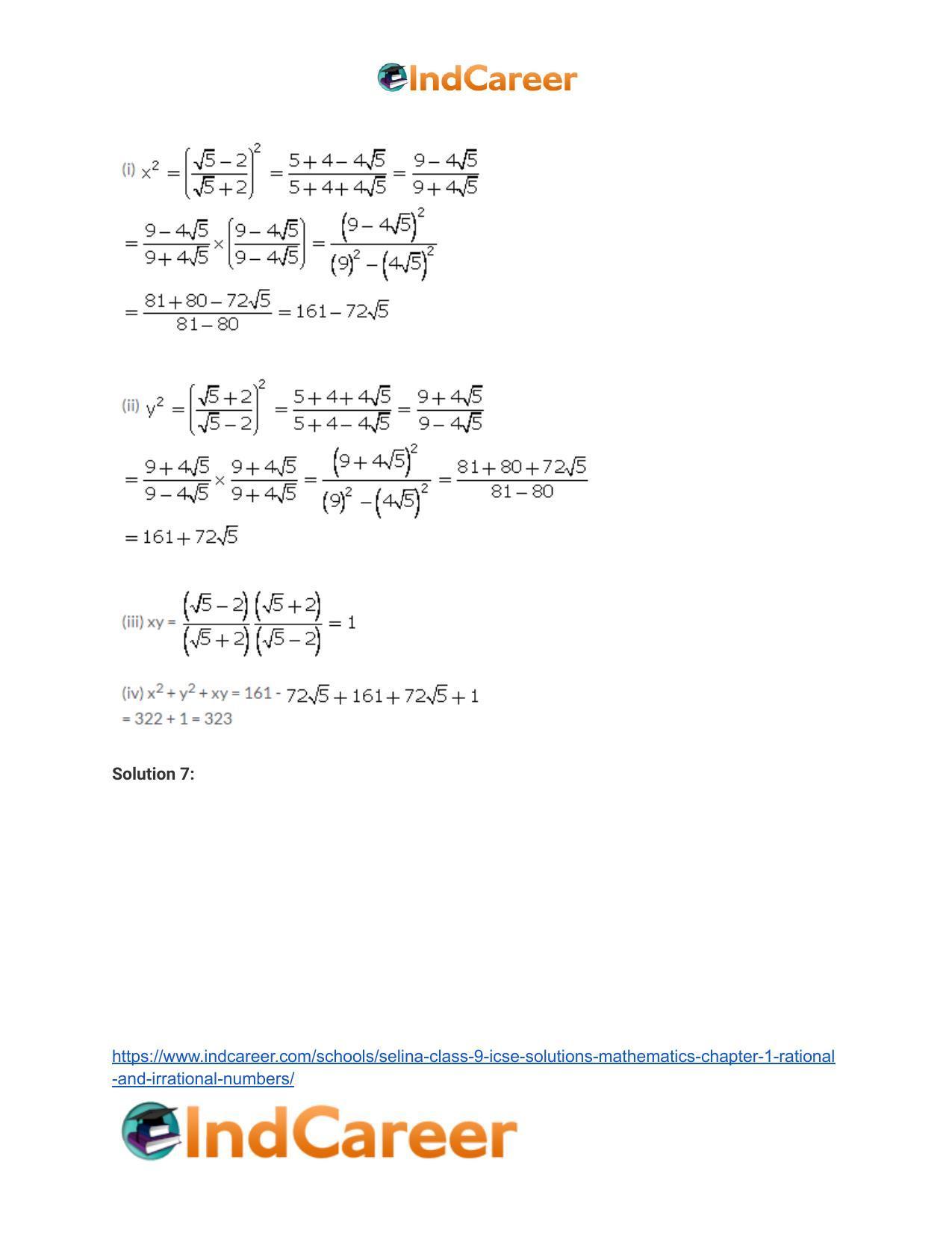 Selina Class 9 ICSE Solutions Mathematics : Chapter 1 - Rational and Irrational Numbers - Page 41