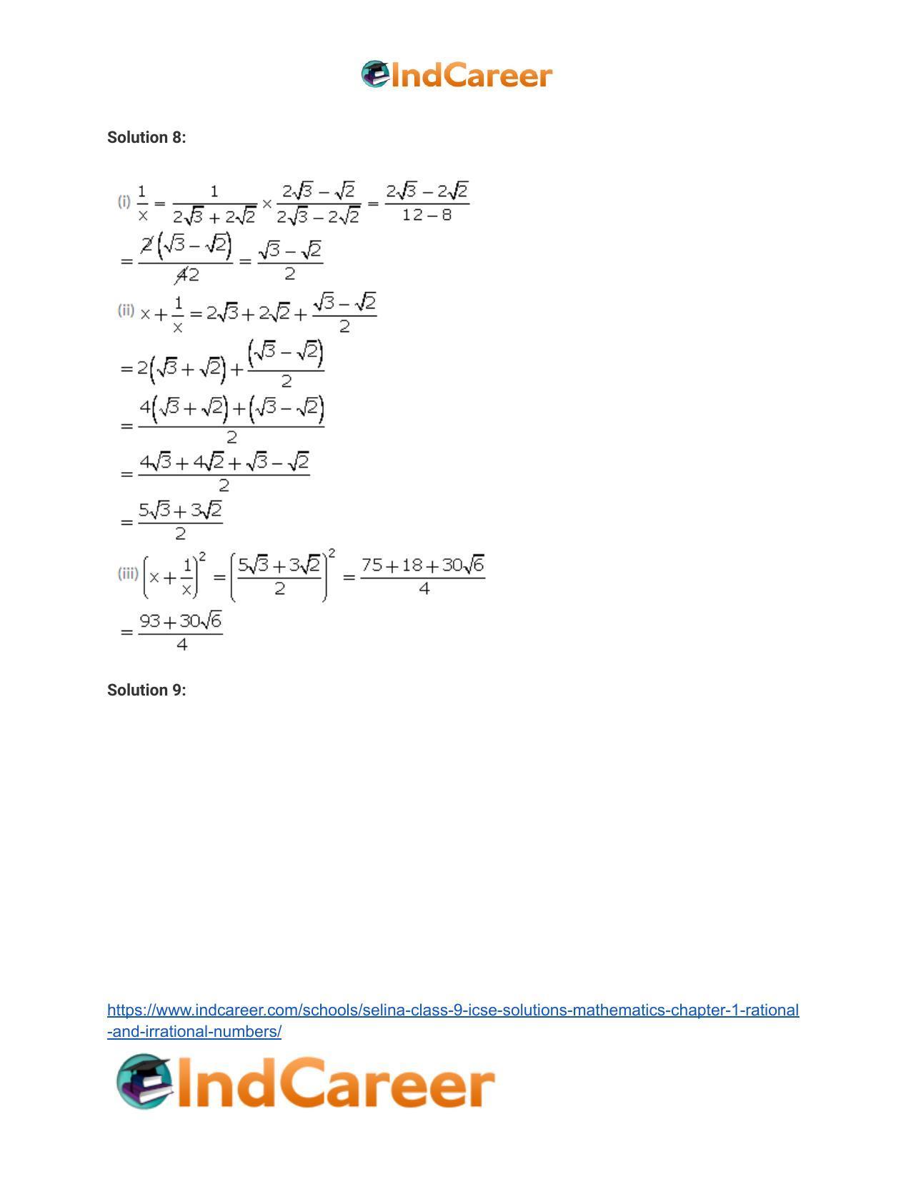 Selina Class 9 ICSE Solutions Mathematics : Chapter 1 - Rational and Irrational Numbers - Page 43