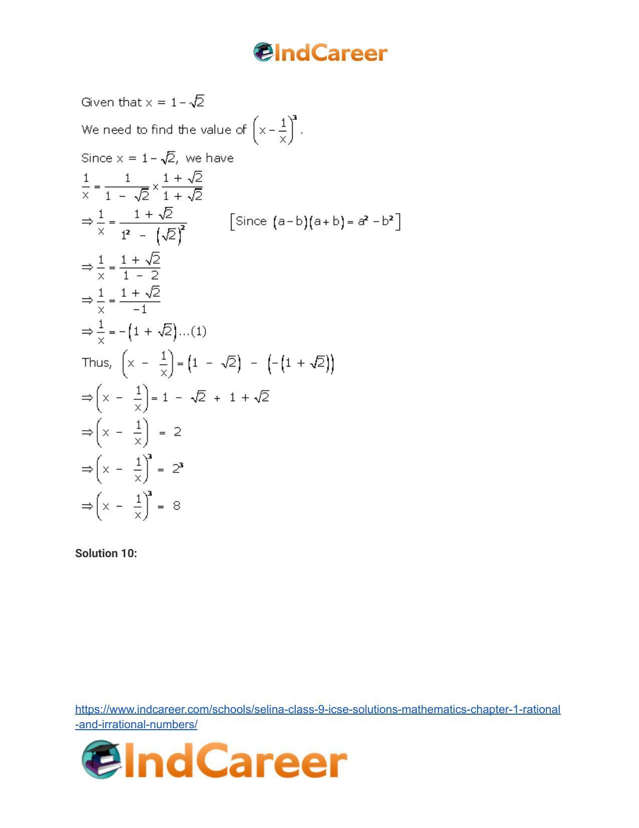 Selina Class 9 ICSE Solutions Mathematics : Chapter 1 - Rational and Irrational Numbers - Page 44