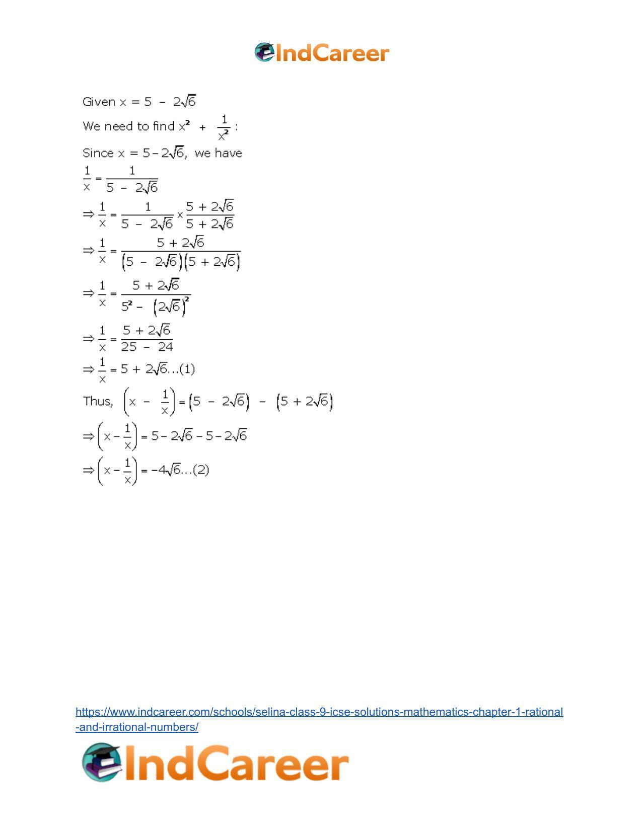 Selina Class 9 ICSE Solutions Mathematics : Chapter 1 - Rational and Irrational Numbers - Page 45