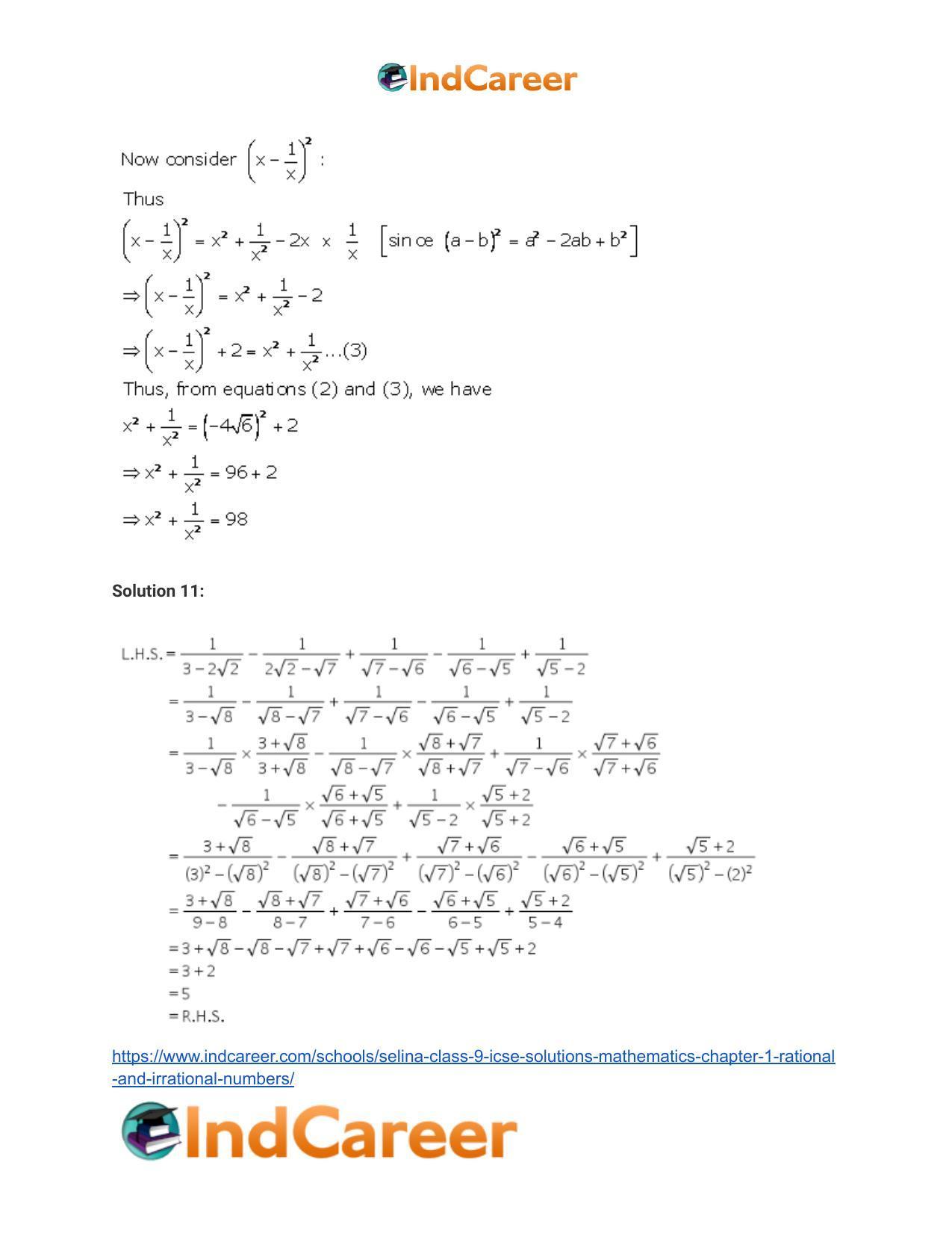 Selina Class 9 ICSE Solutions Mathematics : Chapter 1 - Rational and Irrational Numbers - Page 46