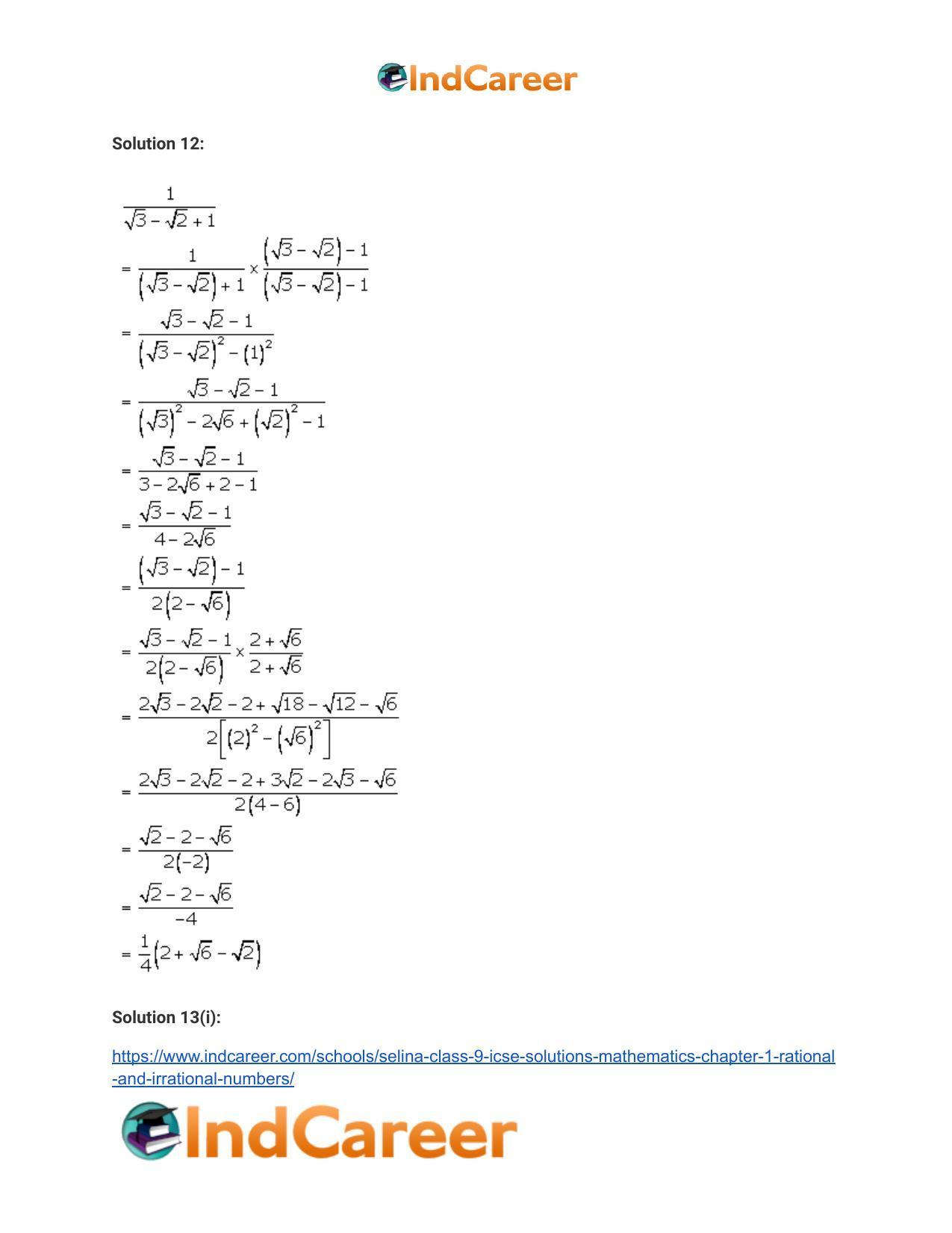 Selina Class 9 ICSE Solutions Mathematics : Chapter 1 - Rational and Irrational Numbers - Page 47