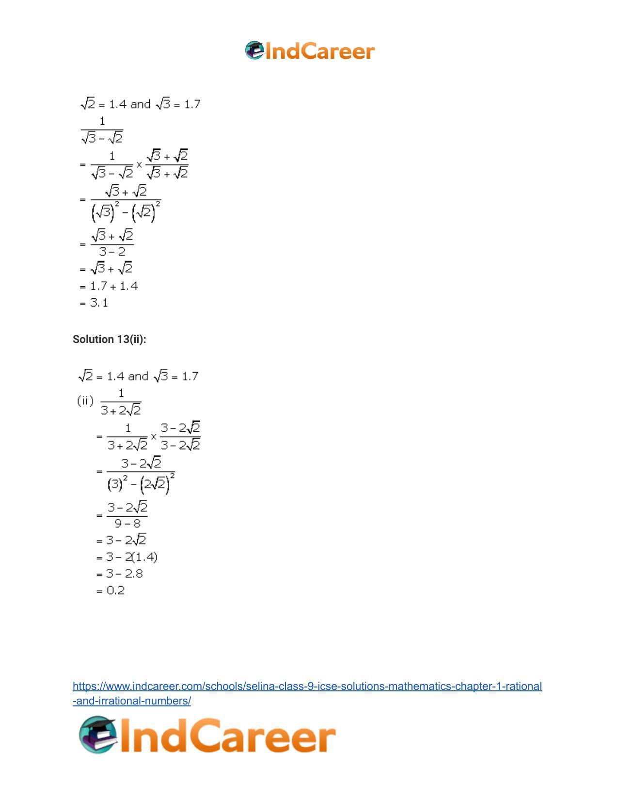 Selina Class 9 ICSE Solutions Mathematics : Chapter 1 - Rational and Irrational Numbers - Page 48