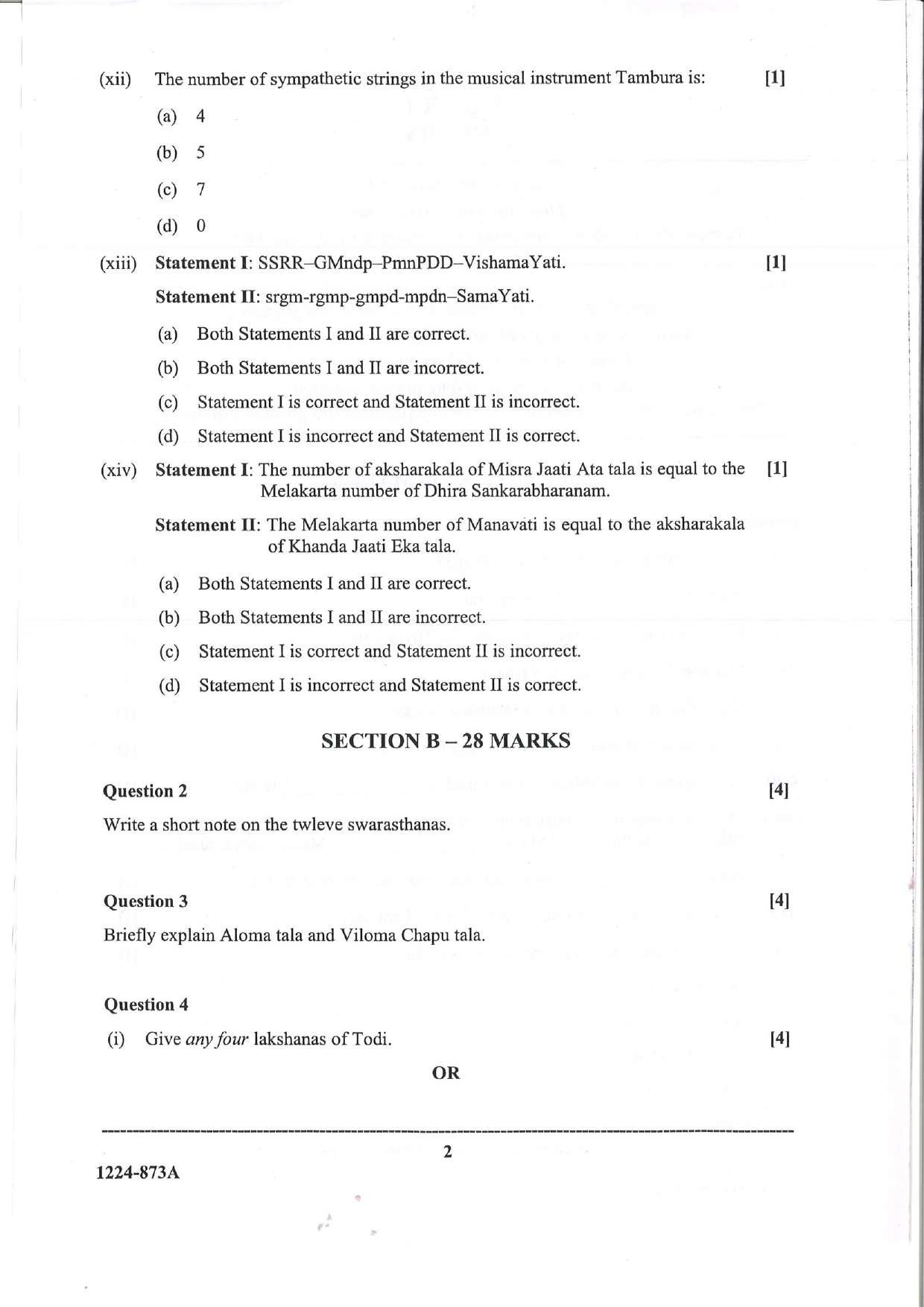 ISC Class 12 Indian Music 2024 Question Paper - Page 2