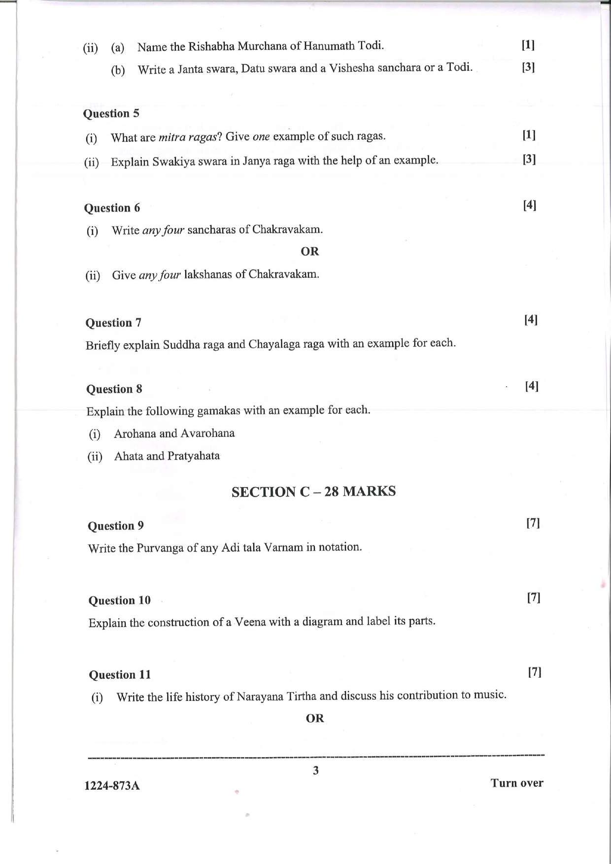 ISC Class 12 Indian Music 2024 Question Paper - Page 3