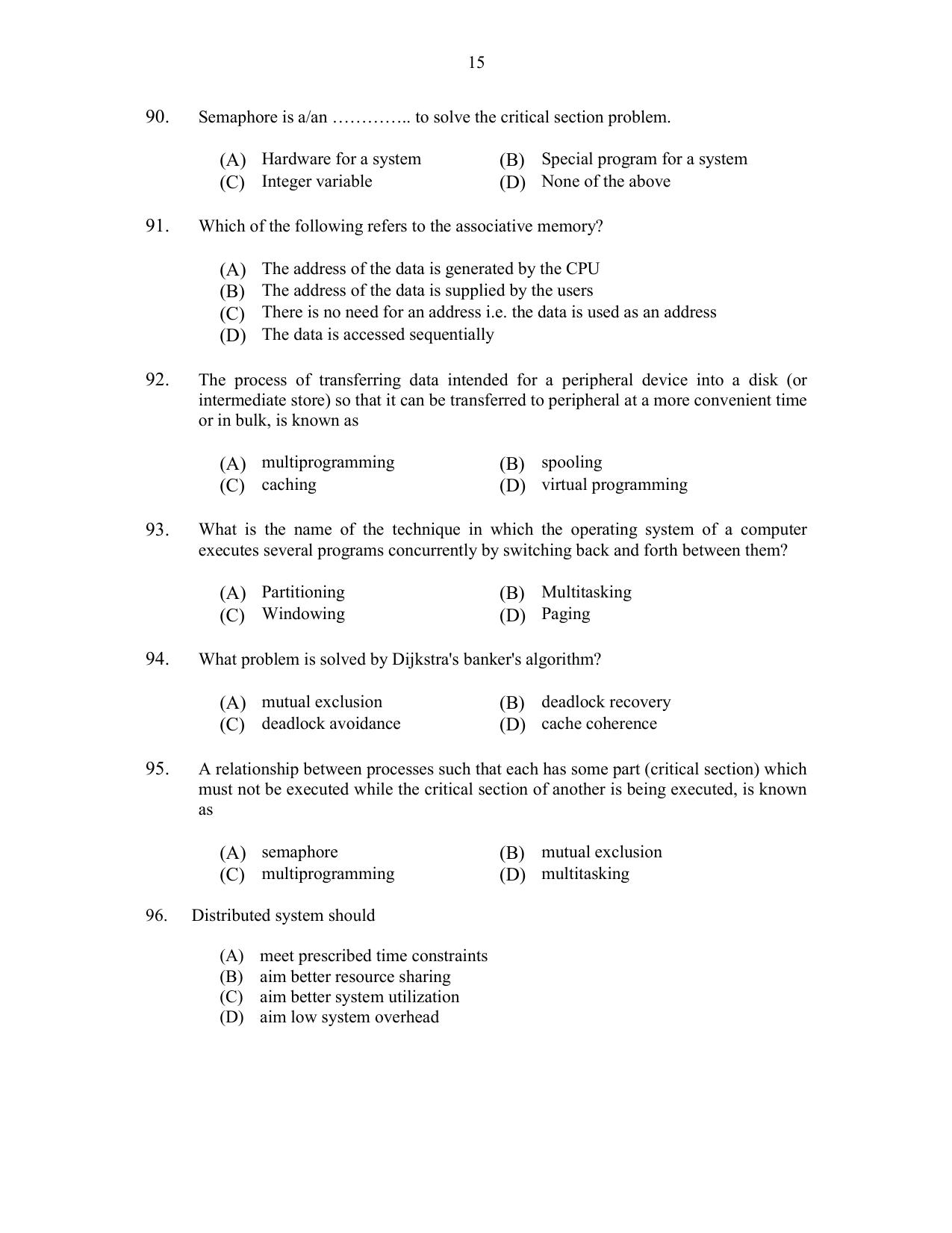 CUSAT CAT 2017 MCA Let Question Paper - Page 15