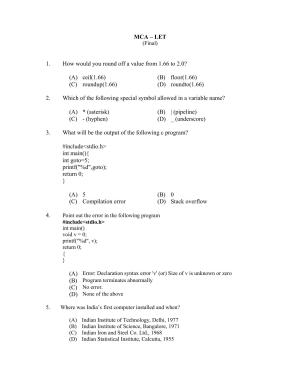 CUSAT CAT 2017 MCA Let Question Paper