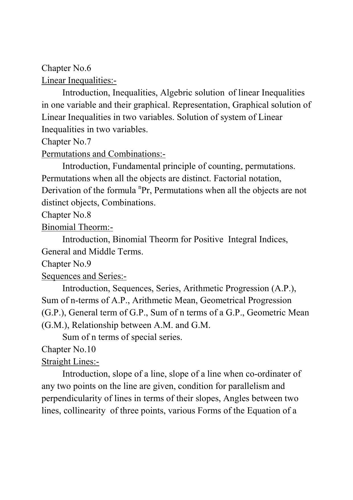 Haryana Board Class 11 Mathematics Syllabus 2023 - Page 3