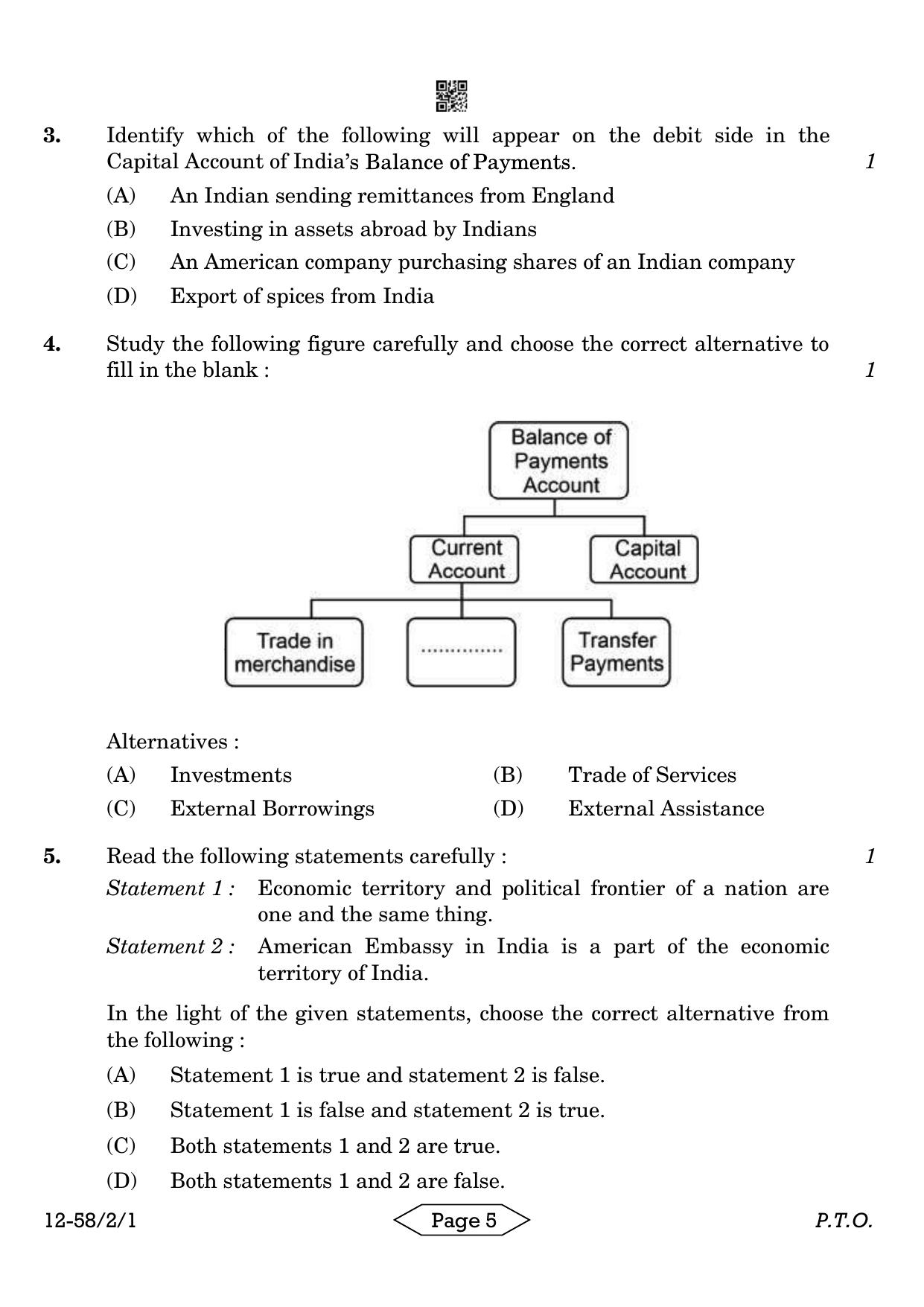 CBSE Class 12 58-2-1 Economics 2024 Question Paper - Page 5