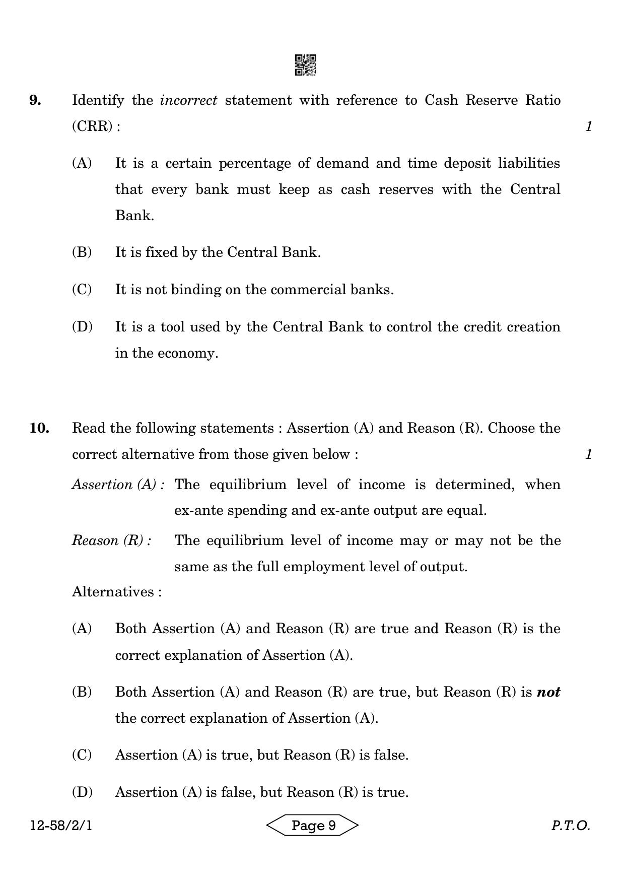 CBSE Class 12 58-2-1 Economics 2024 Question Paper - Page 9