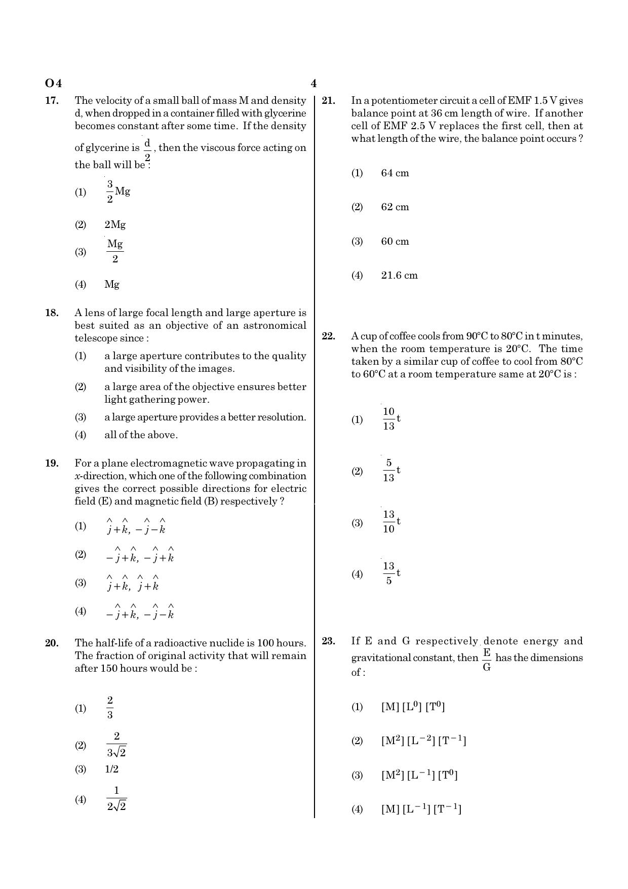 NEET O4 2021 Question Paper - Page 4