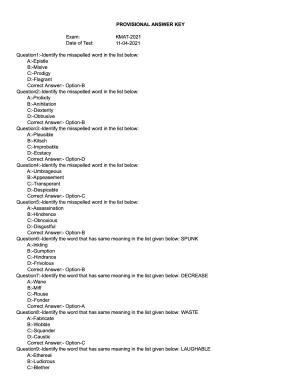 KMAT 2021 Question Papers with Answer key